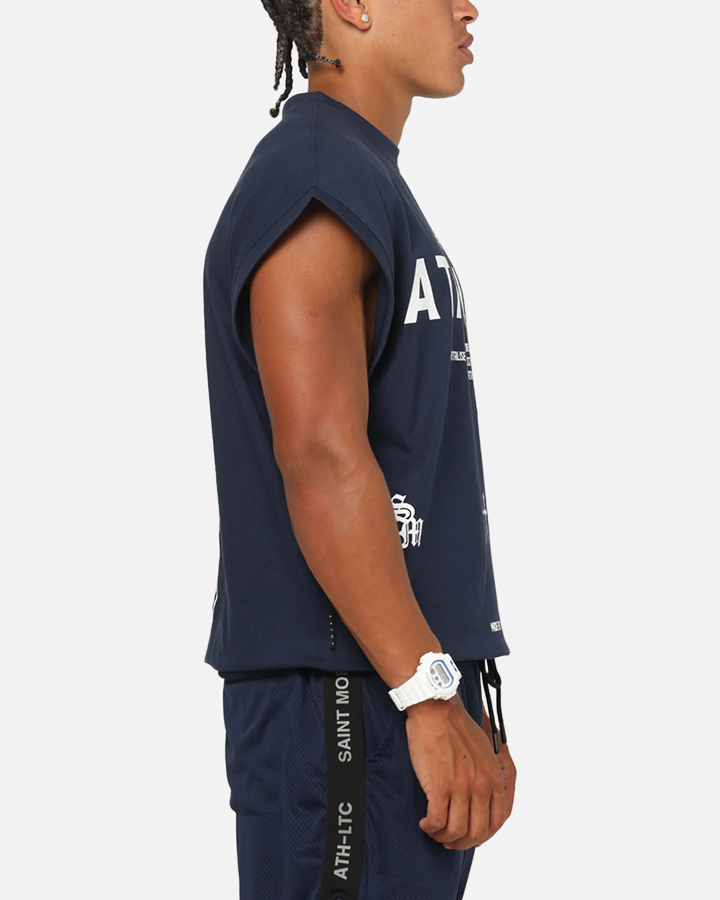 Saint Morta Athletc Cut Off Sweat T-Shirt Dark Royal - Image 5