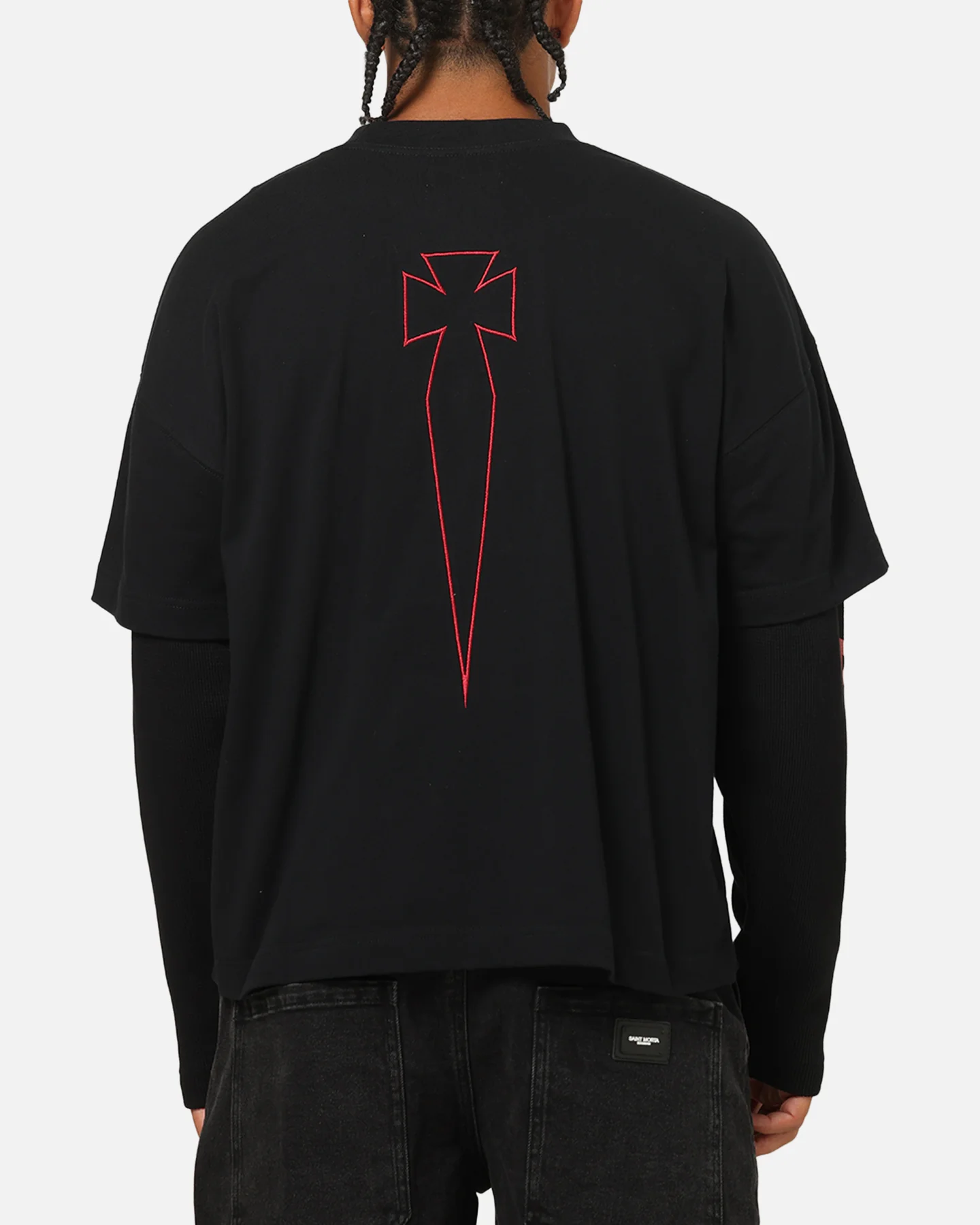 Saint Morta Athletc Season 2 Long Sleeve T-Shirt Black/Red - Image 2