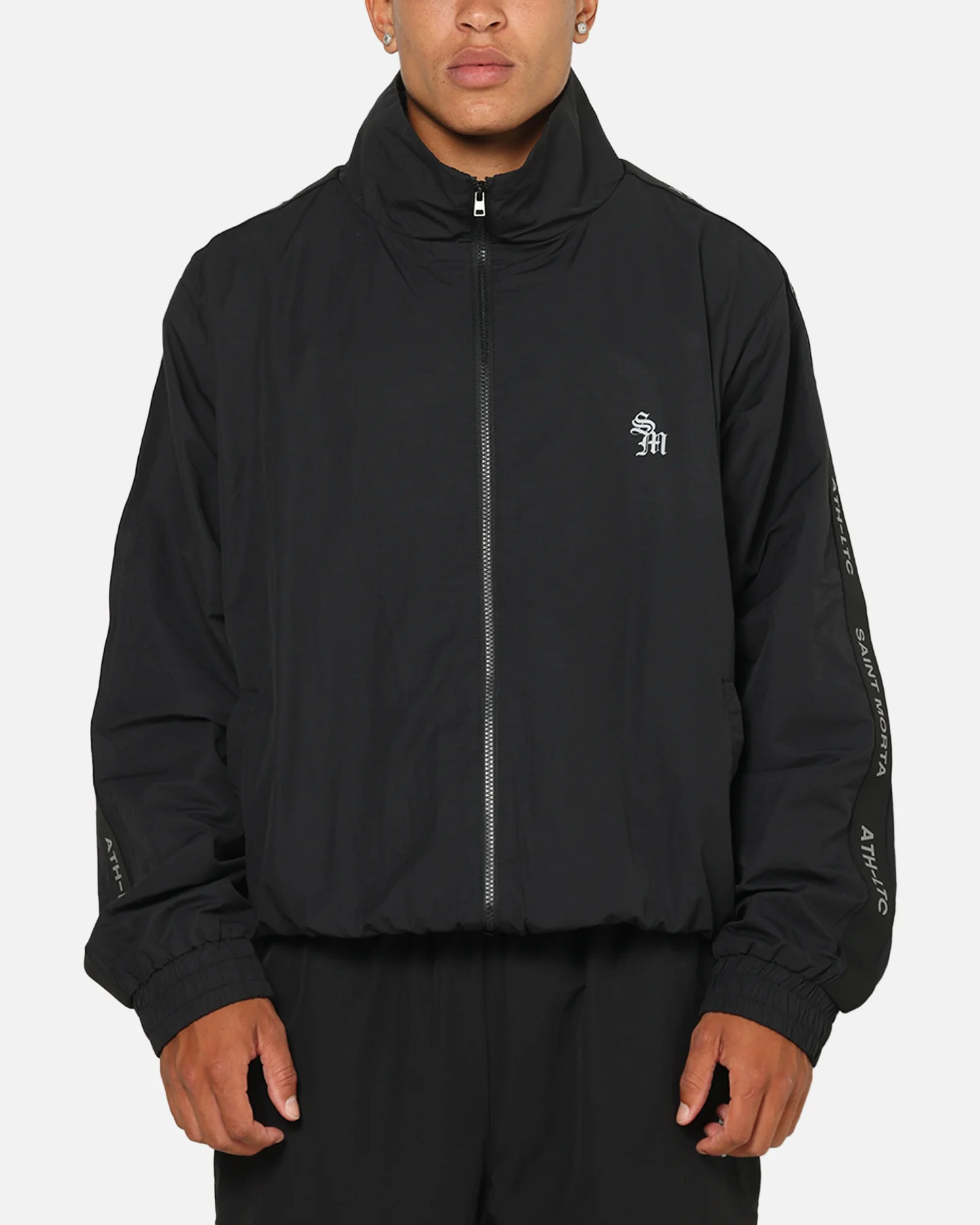 Saint Morta Athltc Zip Jacket Dark Black/White - Image 2