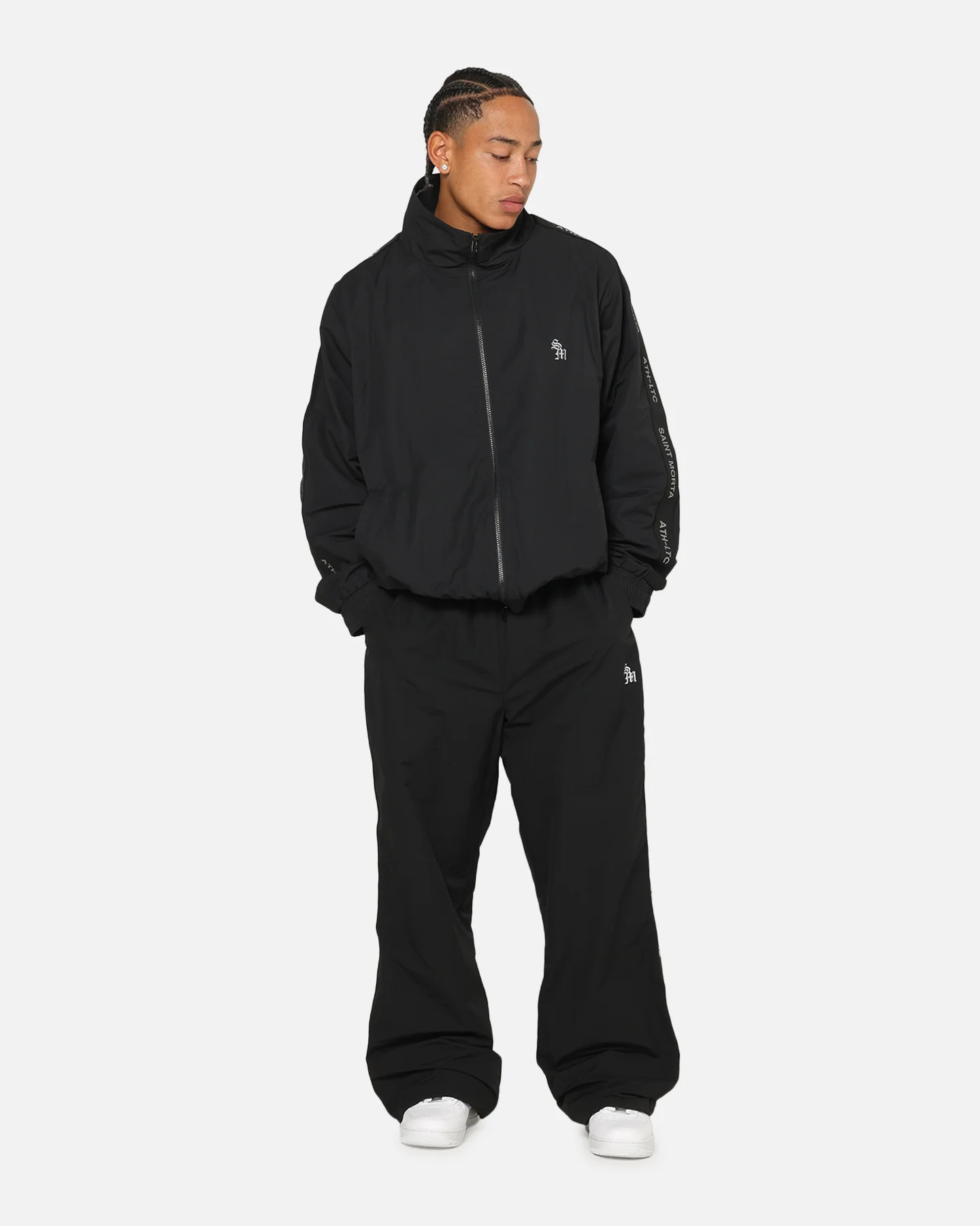 Saint Morta Athltc Zip Jacket Dark Black/White - Image 3