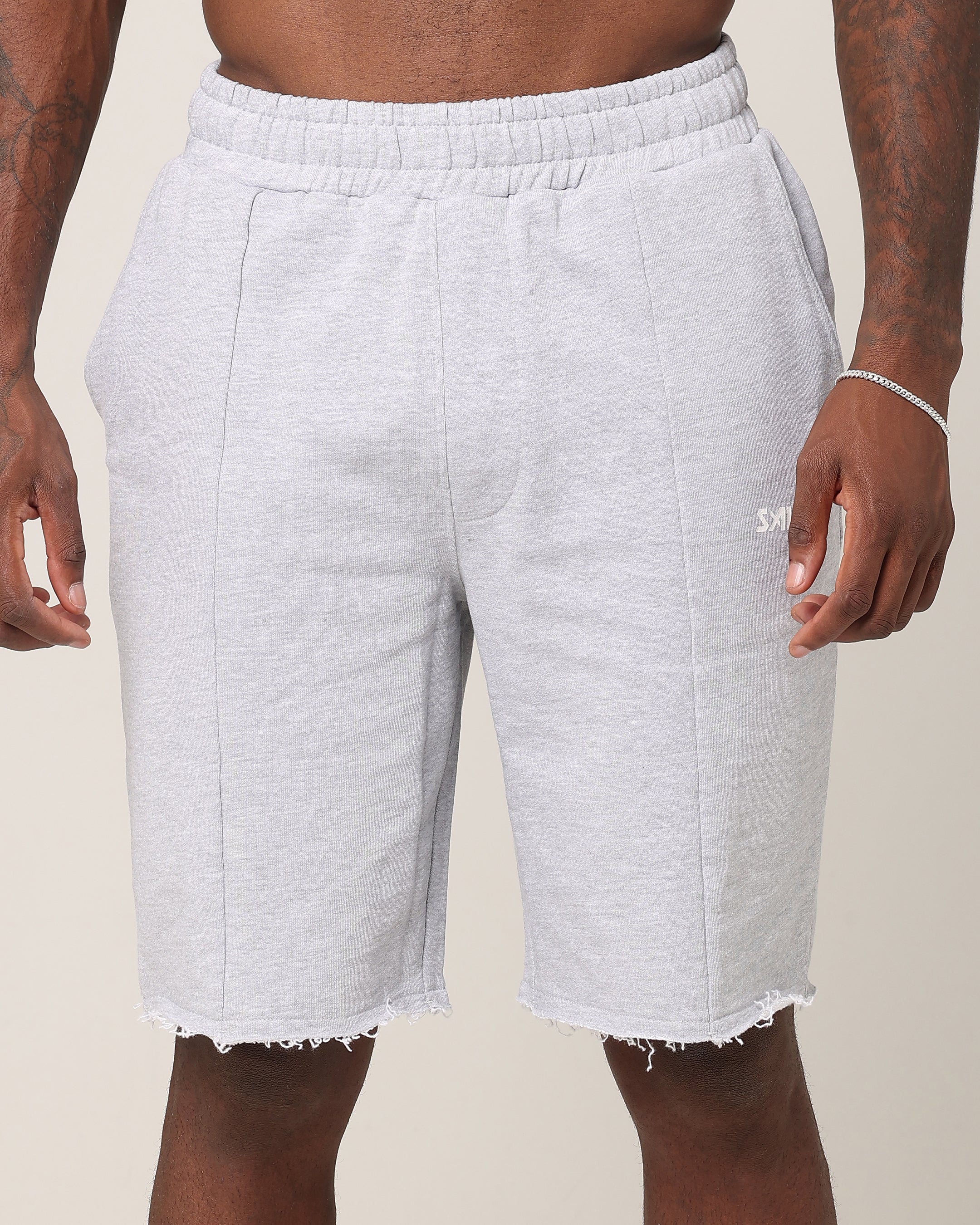 Saint Morta Baggy 90's Sweat Shorts Light Grey Marl - Image 7