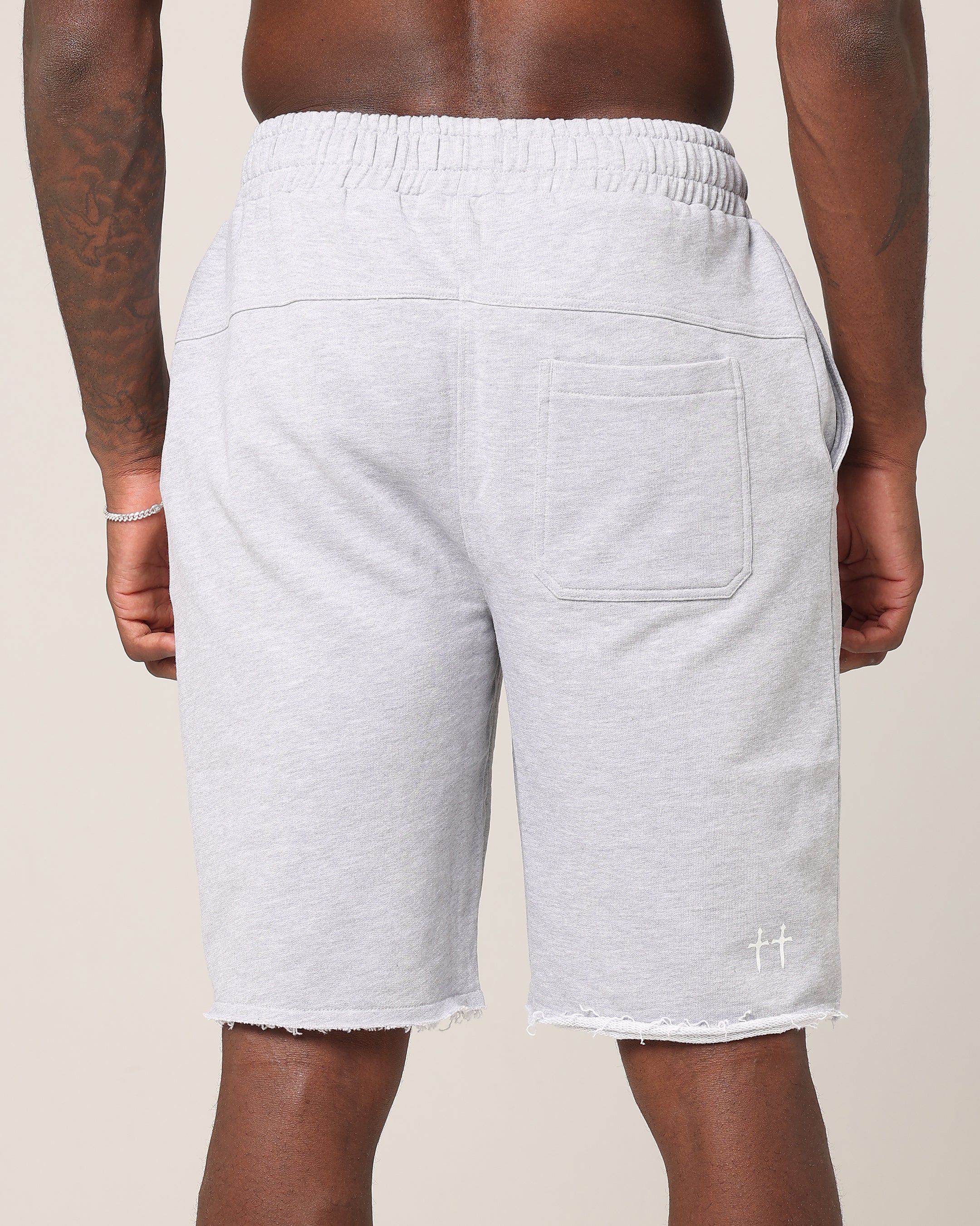 Saint Morta Baggy 90's Sweat Shorts Light Grey Marl - Image 8