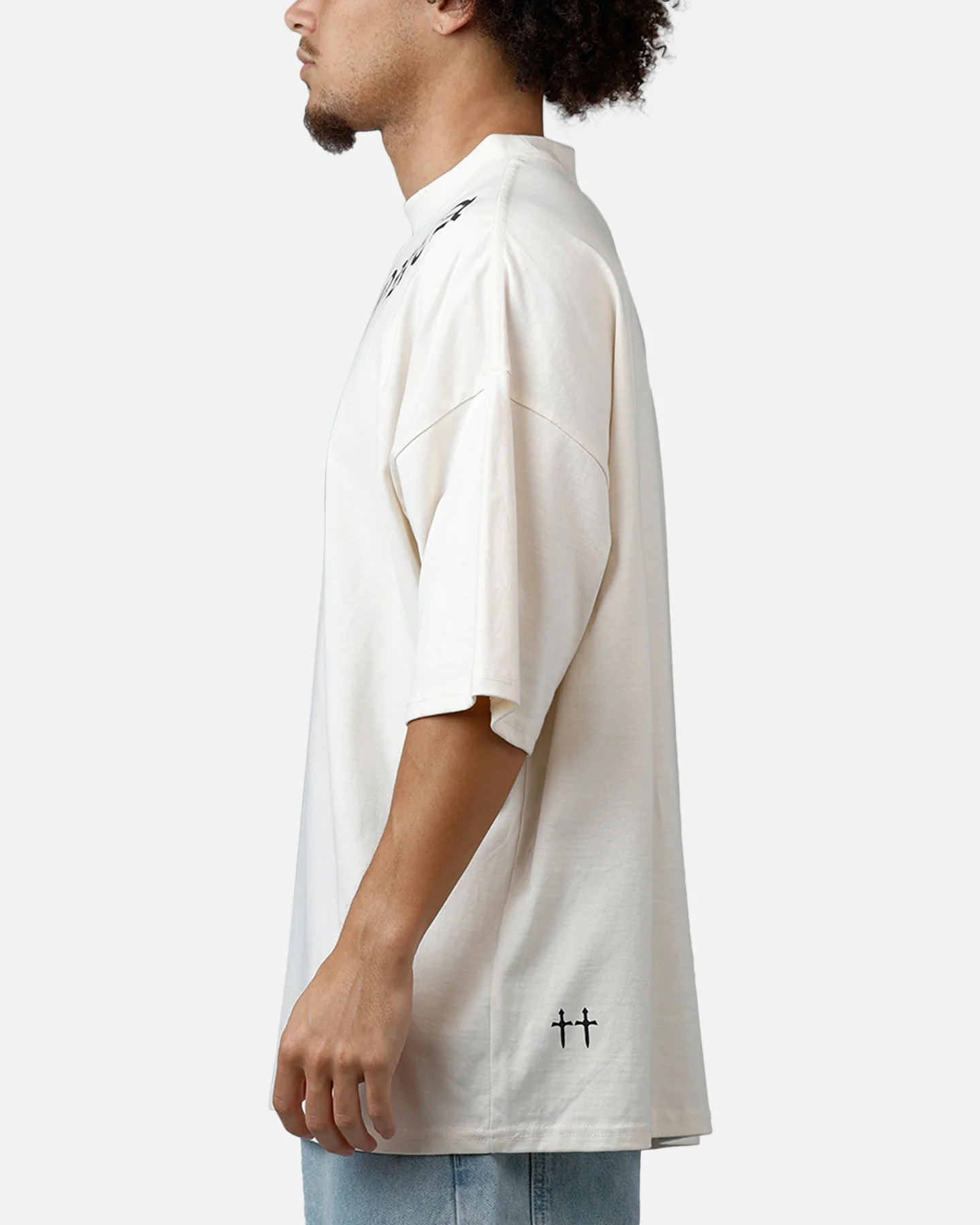 Saint Morta Barbaric Mock Neck T-Shirt Off White - Image 5