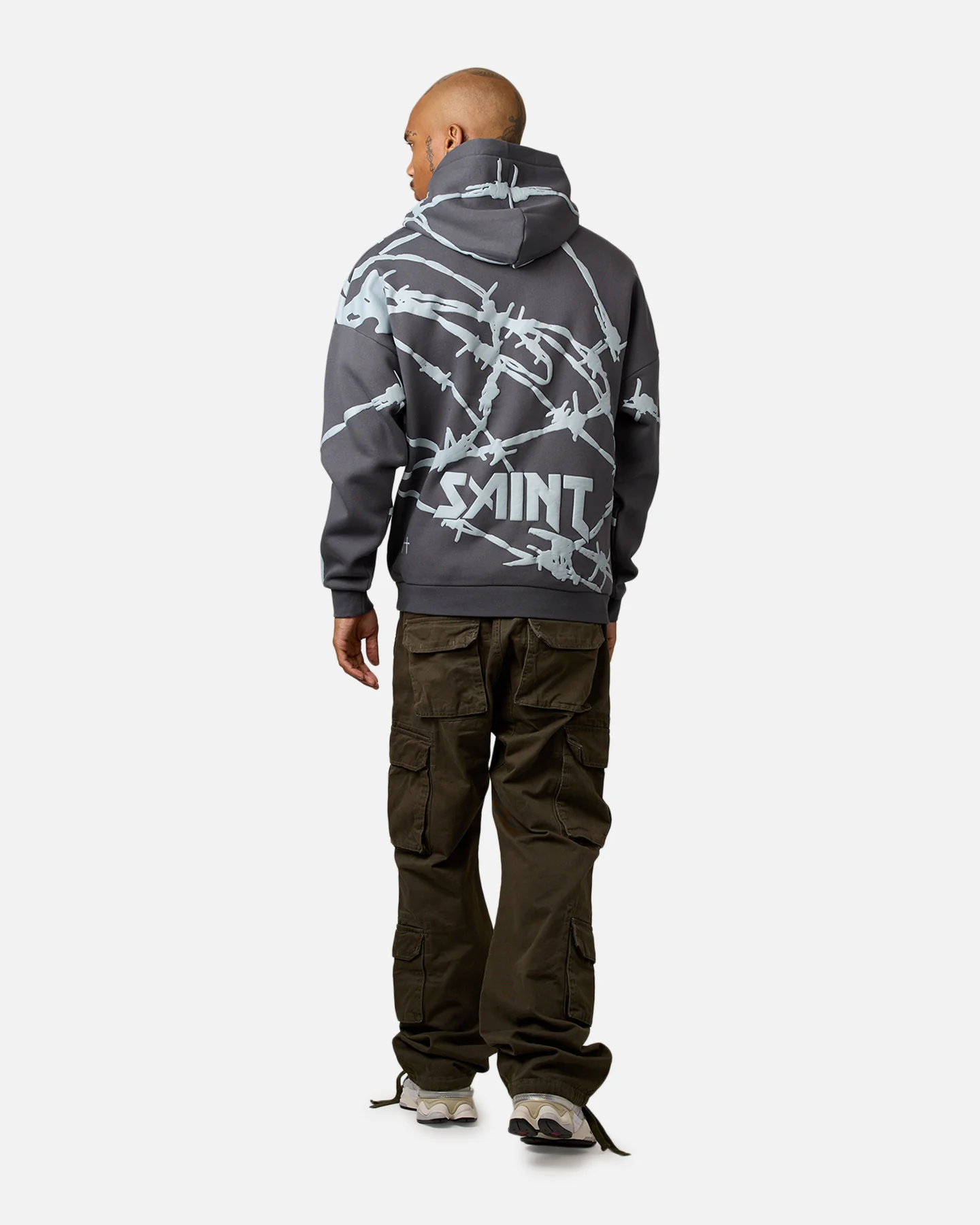 Saint Morta Barberry Boxy Hoodie Dark Grey - Image 6