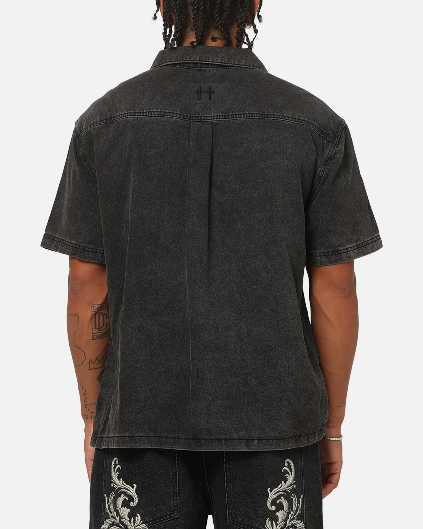 Saint Morta Baroque Button Up Shirt Black - Image 3