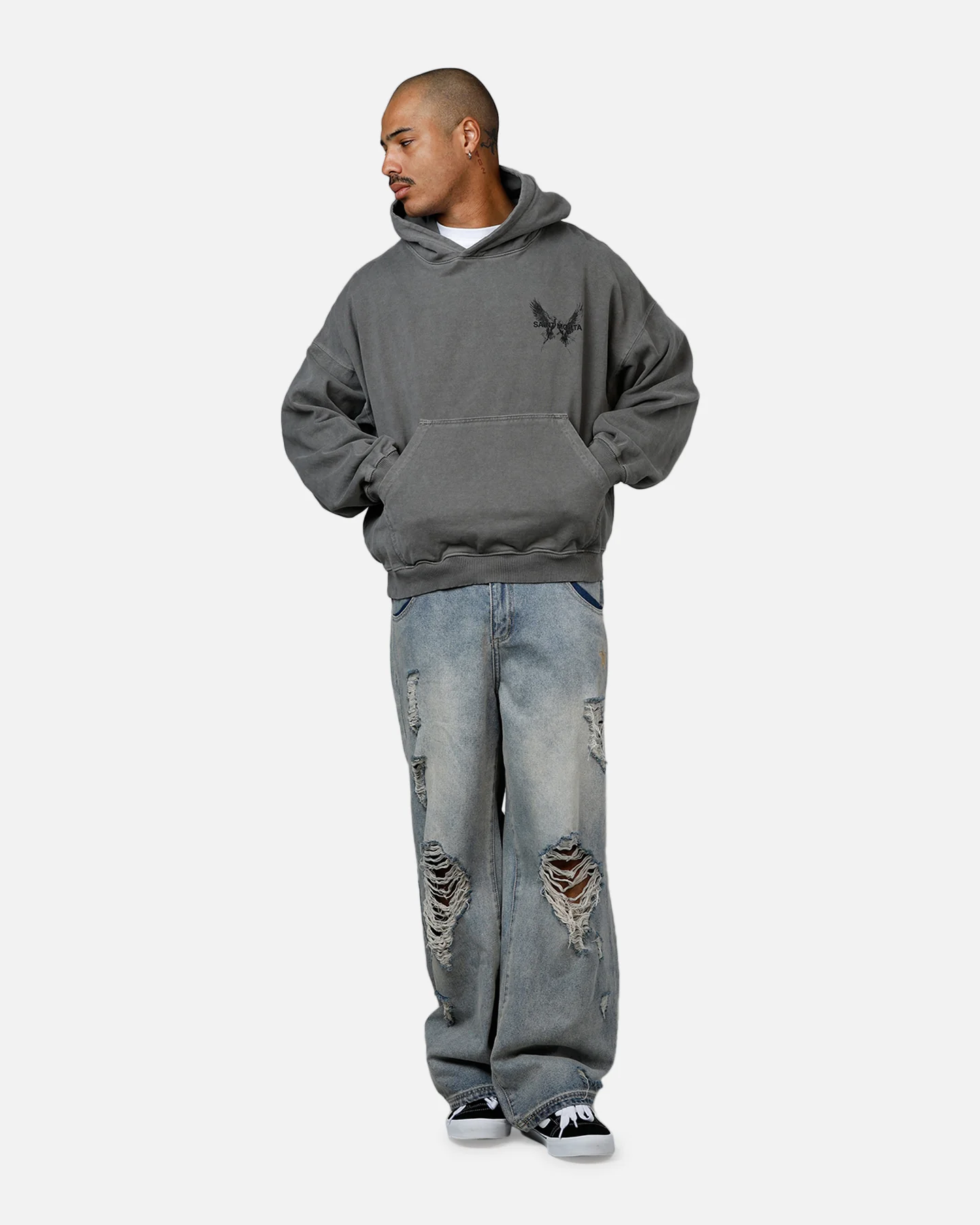 Saint Morta Black Doves Premium Hoodie Washed Charcoal - Image 3