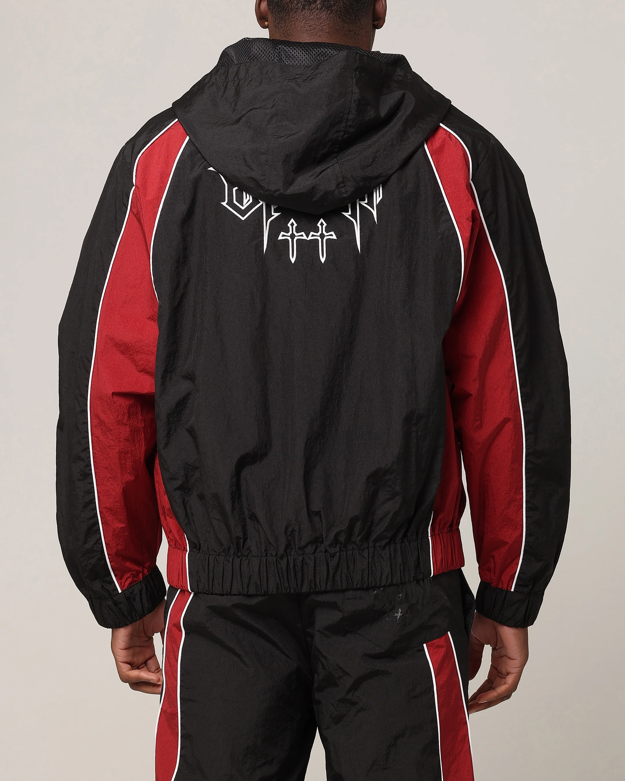 Saint Morta Boundary Windbreaker Jacket Black/Burgundy - Image 8