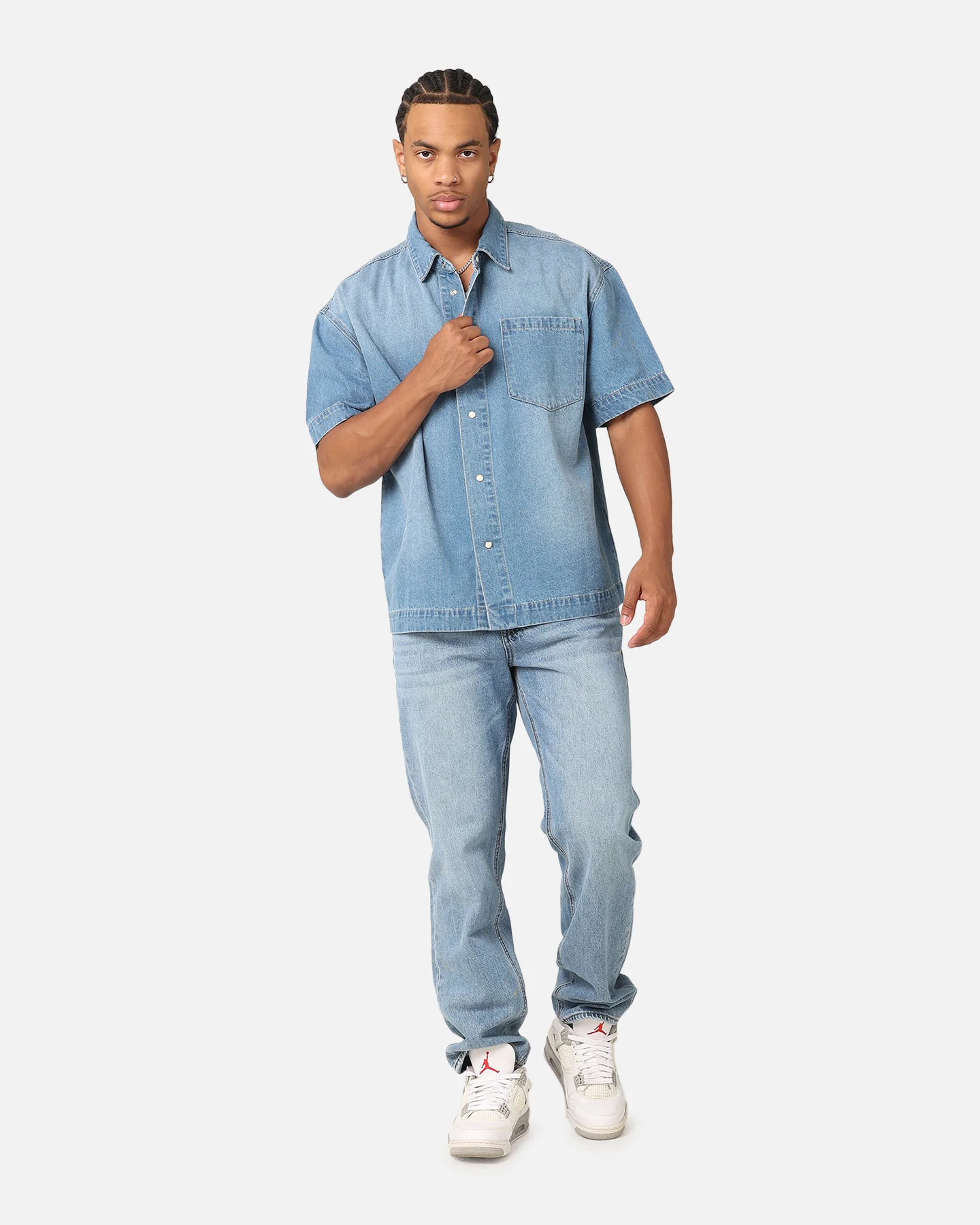 Saint Morta Boxy Denim Shirt Light Blue Denim - Image 2