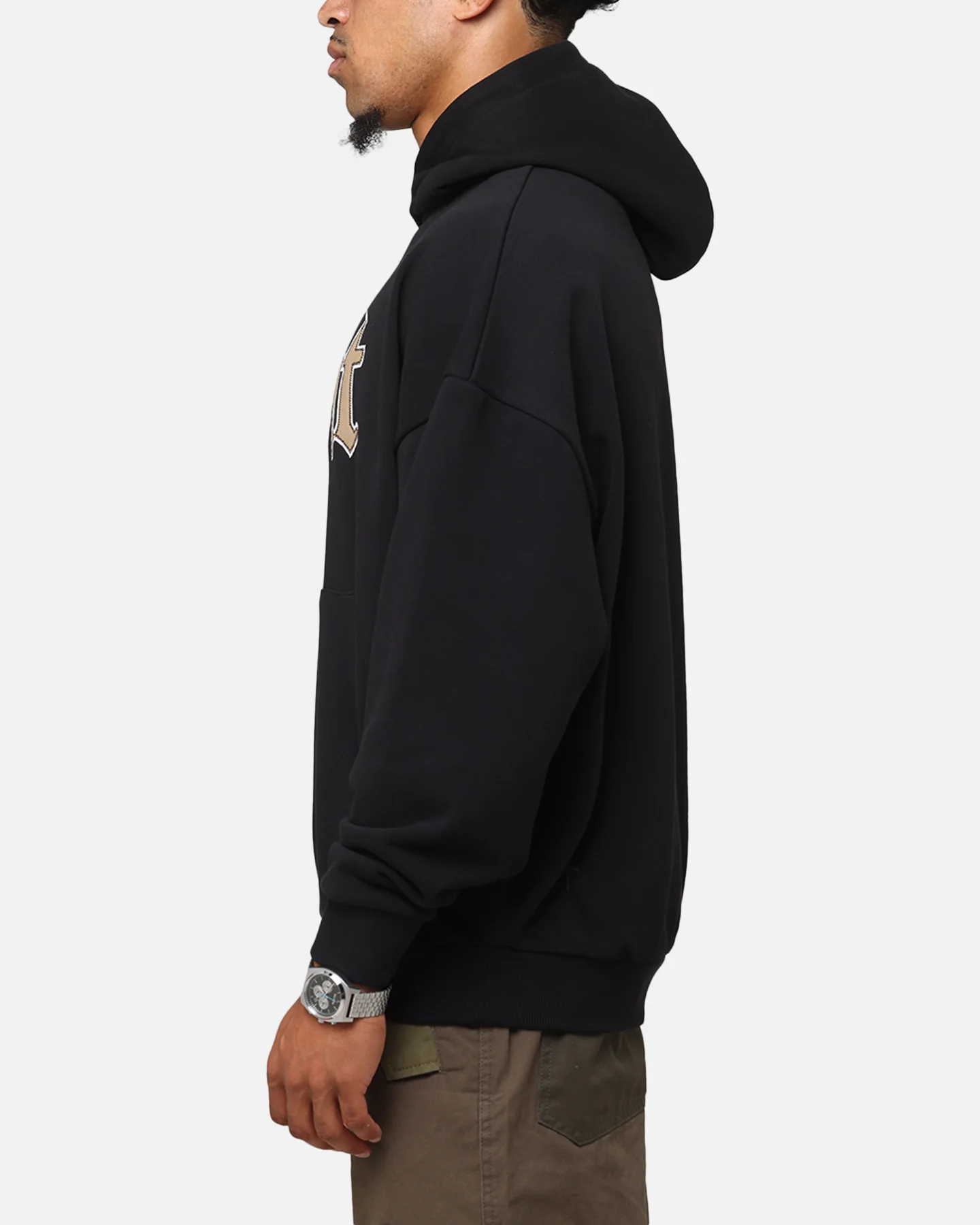 Saint Morta Cambronne Layered Boxy Hoodie Black/Stone - Image 5