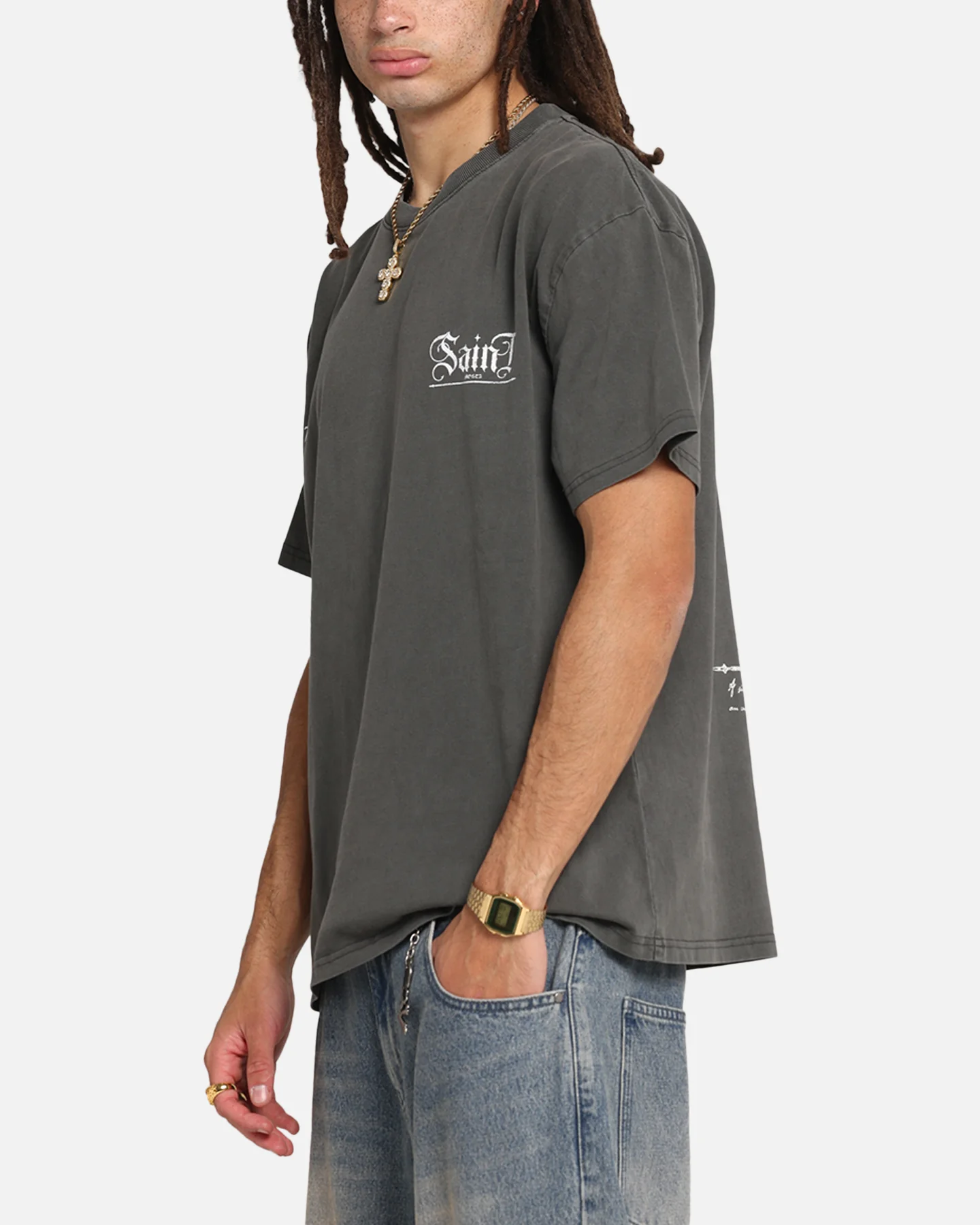 Saint Morta Candle Lit Boxy T-Shirt Black Wash - Image 6