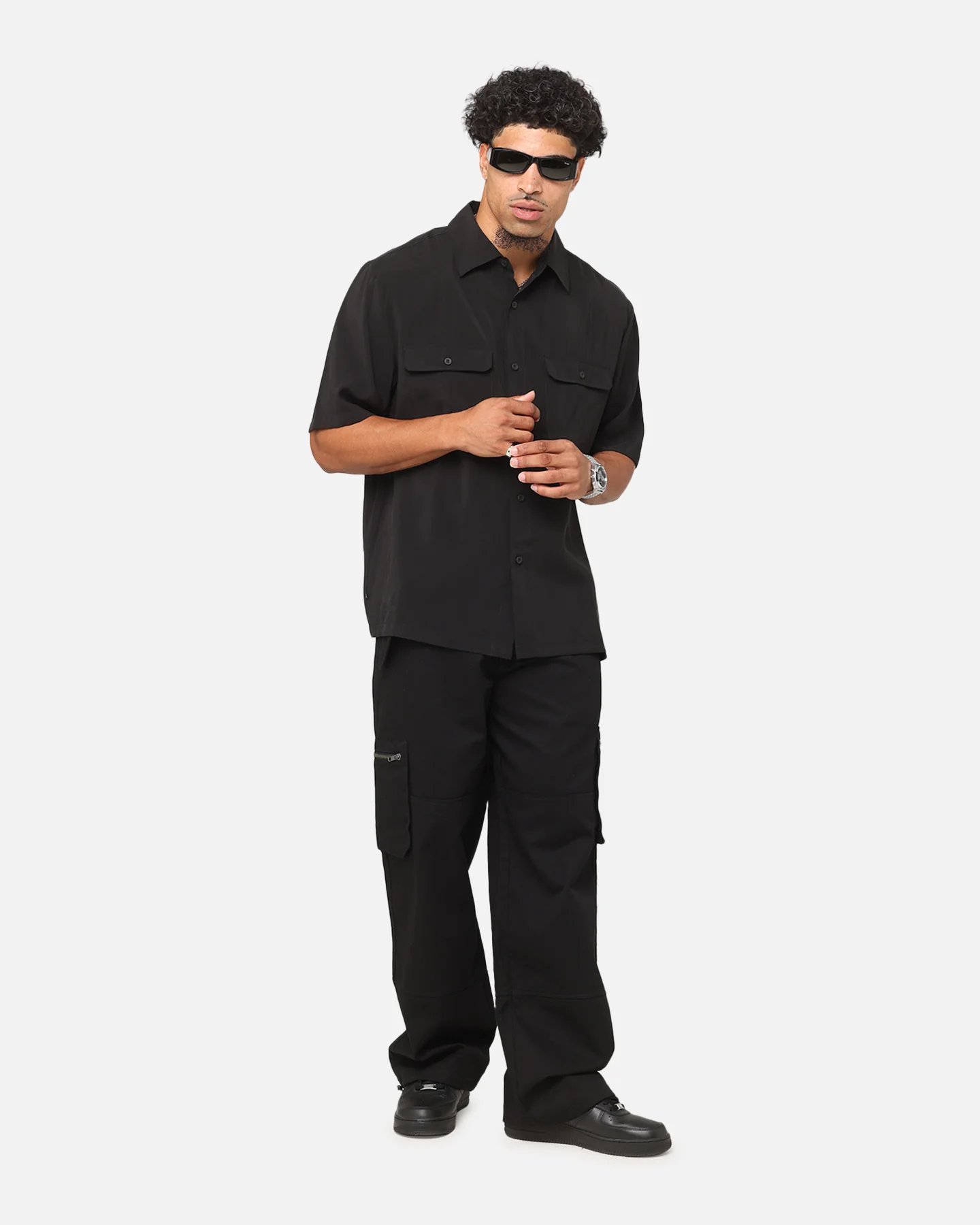 Saint Morta Cargo Button Up Shirt Black - Image 2