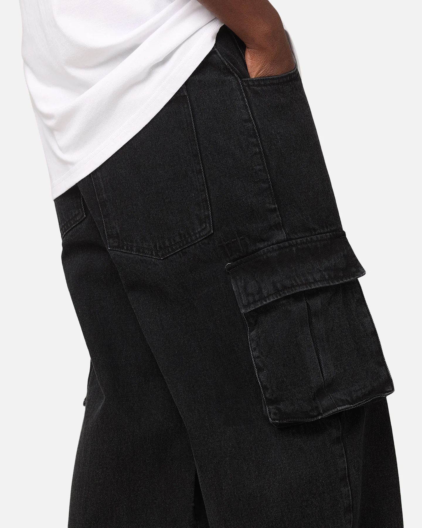 Saint Morta Cargo Jeans Black - Image 3