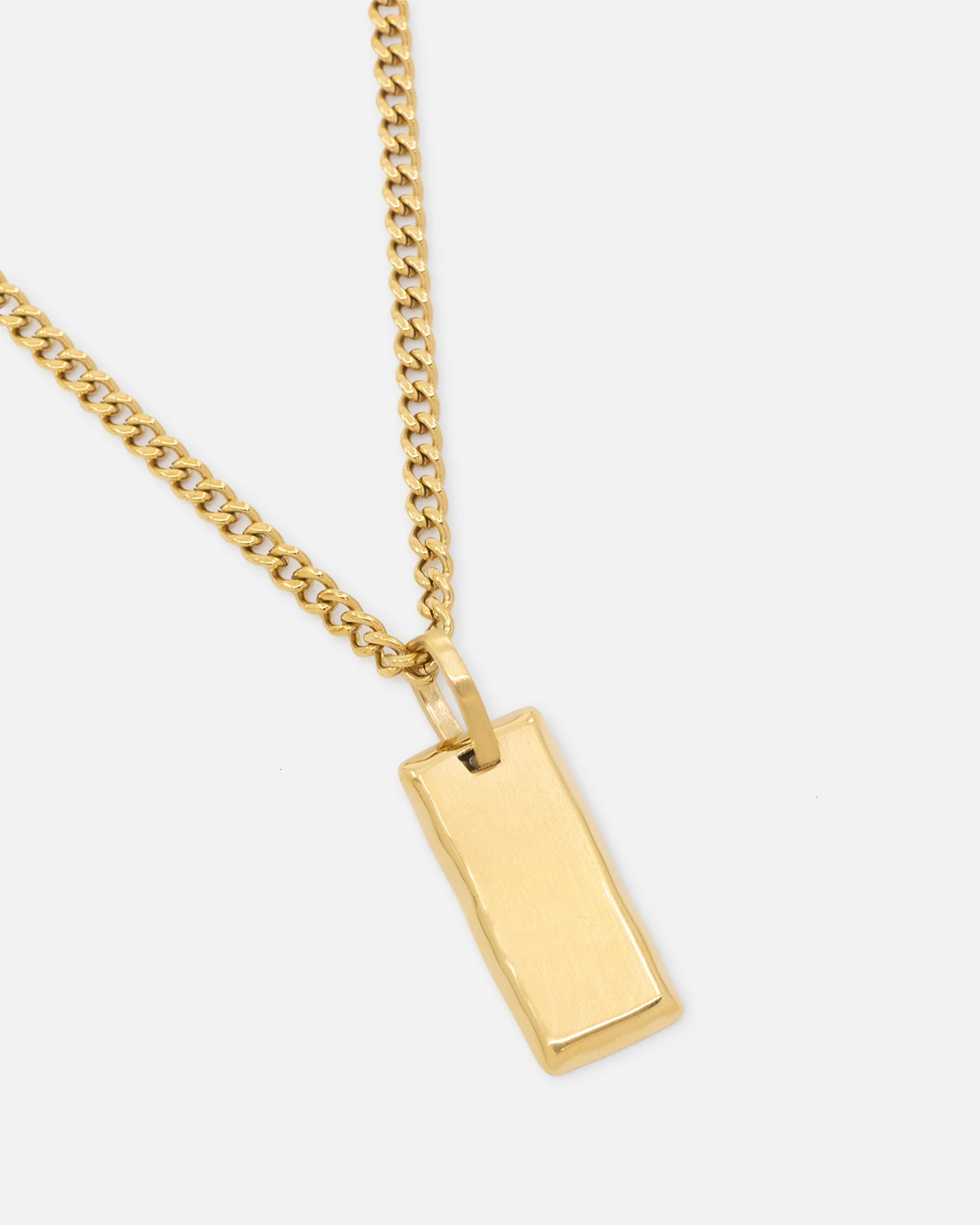 Saint Morta Carved Tag Necklace Gold - Image 3
