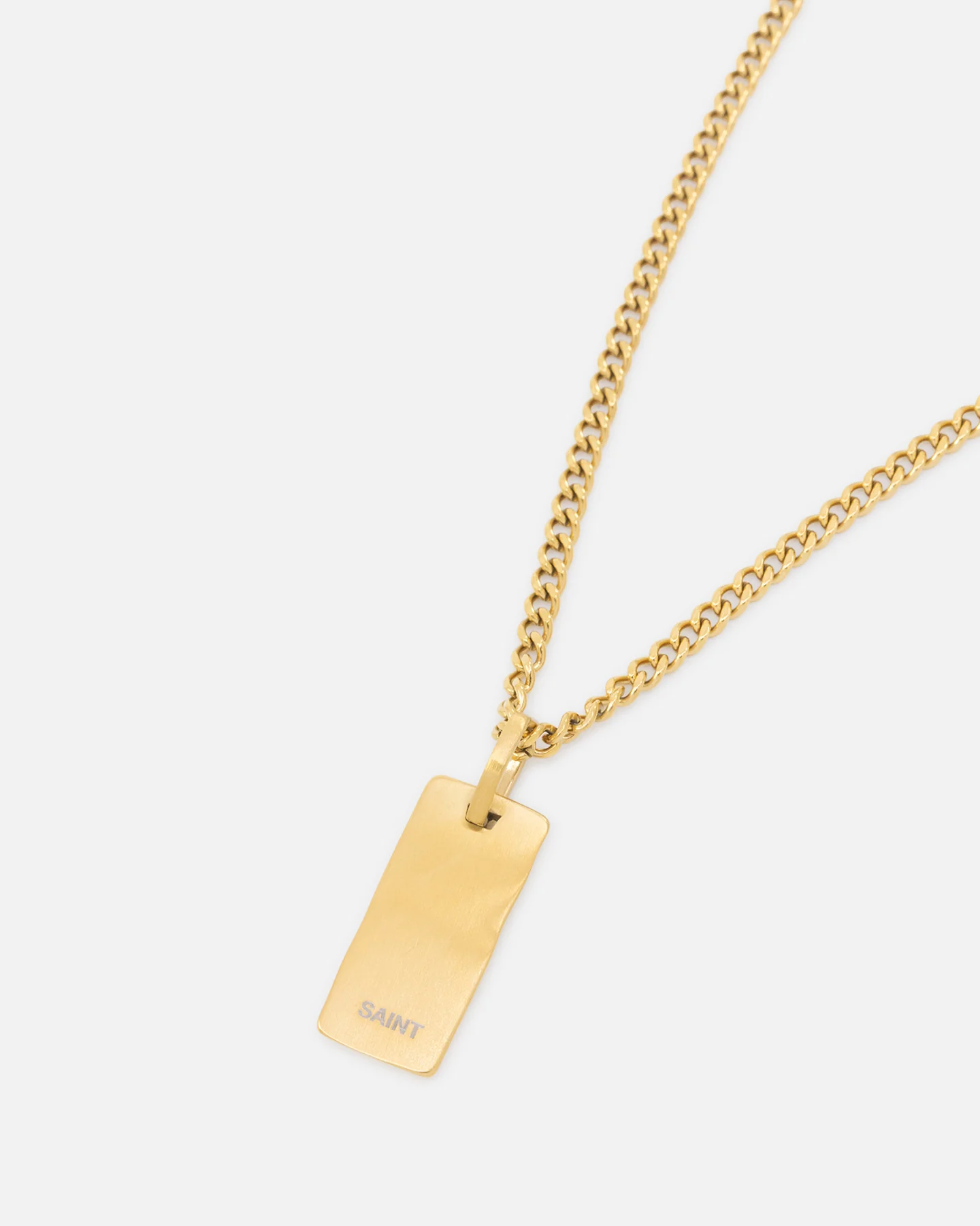 Saint Morta Carved Tag Necklace Gold - Image 6