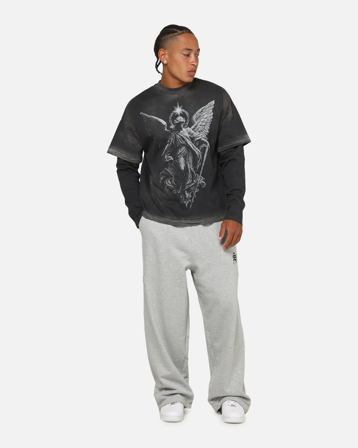 Saint Morta Celestial Layered Long Sleeve T-Shirt Black Wash - Image 3