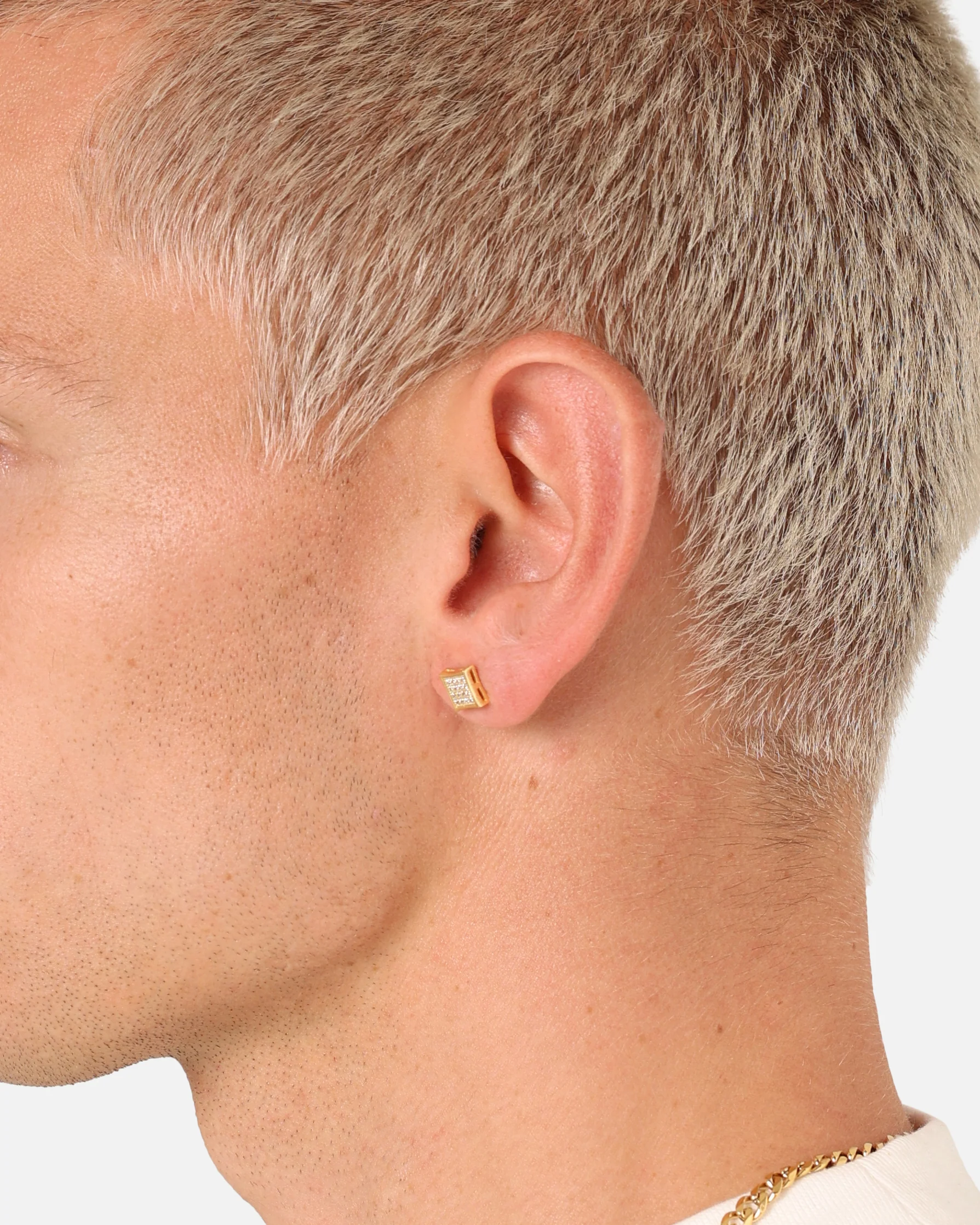 Saint Morta Concave Square Earring Iced Gold - Image 2