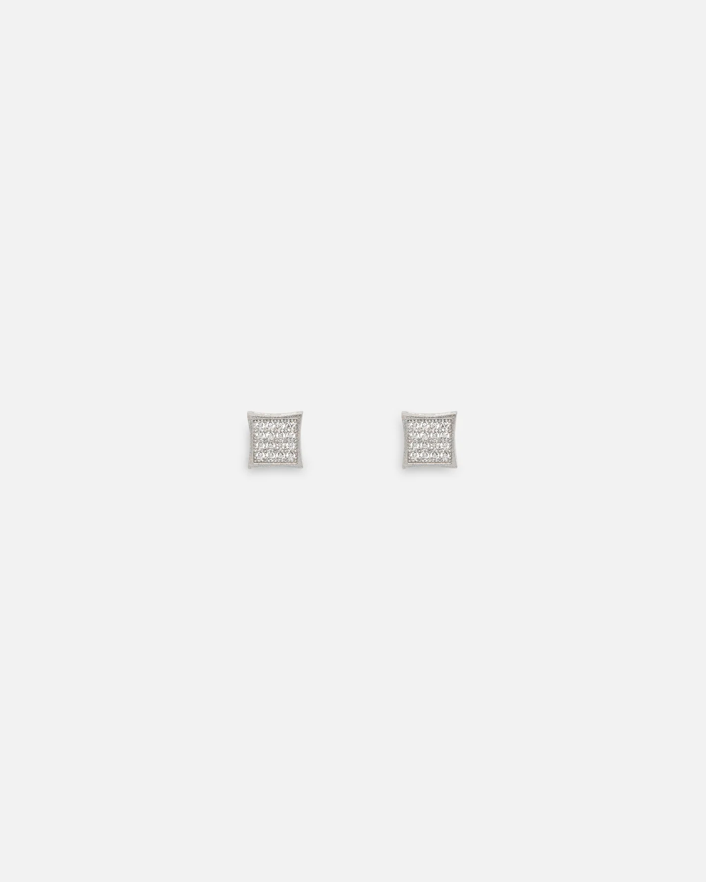 Saint Morta Concave Square Earrings Iced White Gold - Image 4