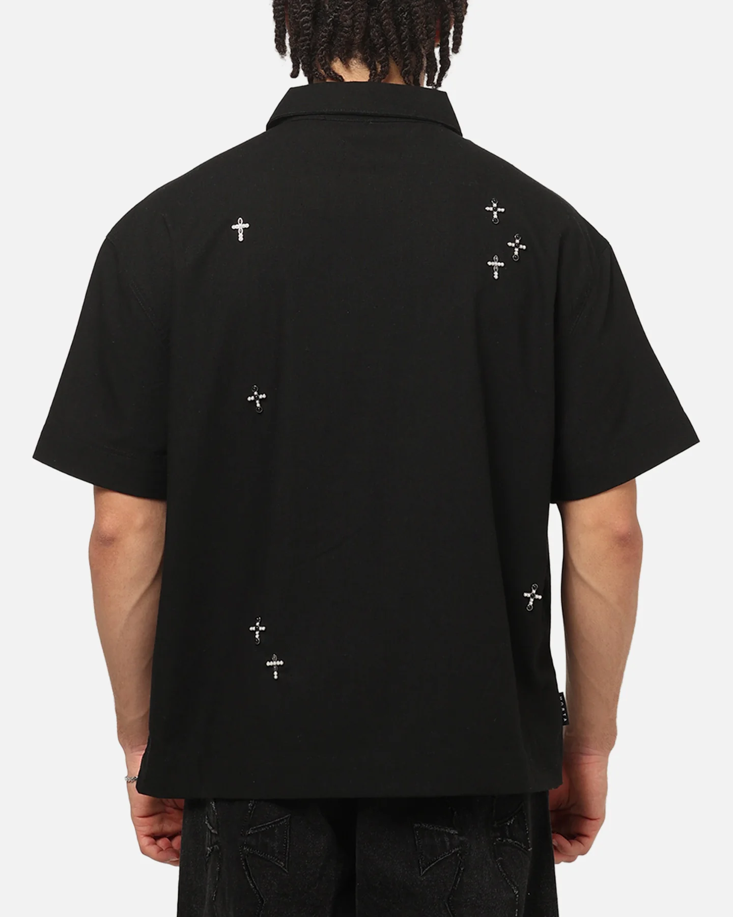 Saint Morta Credo Linen Button Up Shirt Black - Image 3