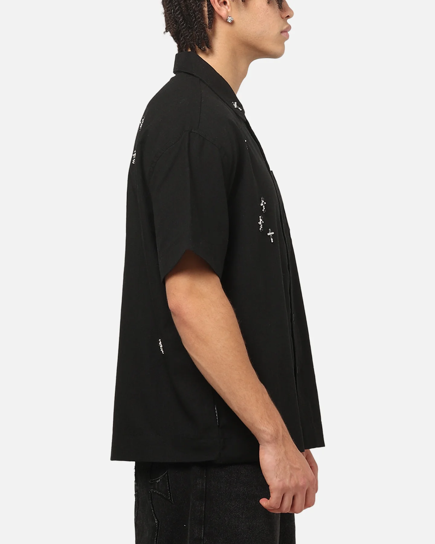 Saint Morta Credo Linen Button Up Shirt Black - Image 4