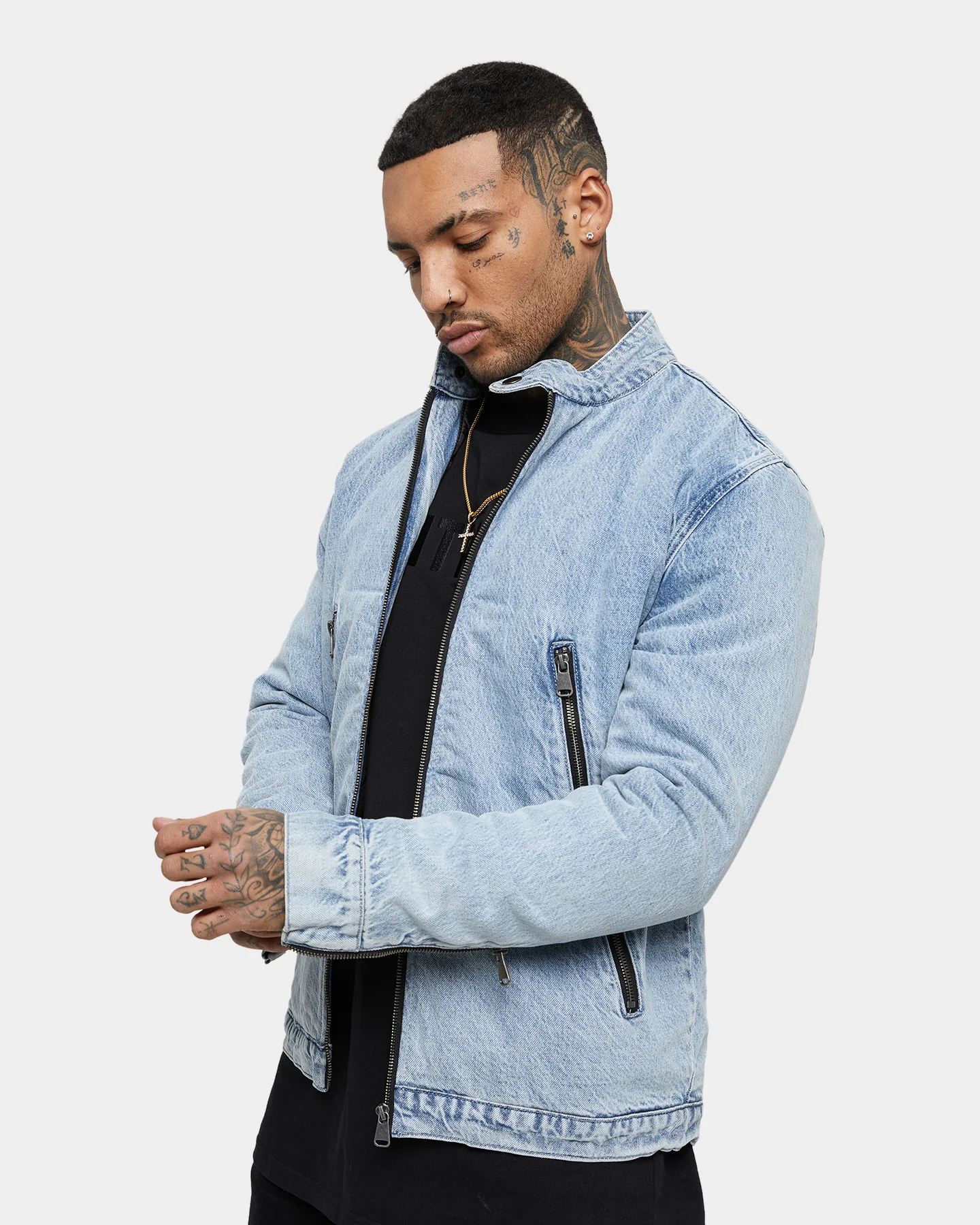 Saint Morta Cremallera Denim Jacket Bleach Blue - Image 2