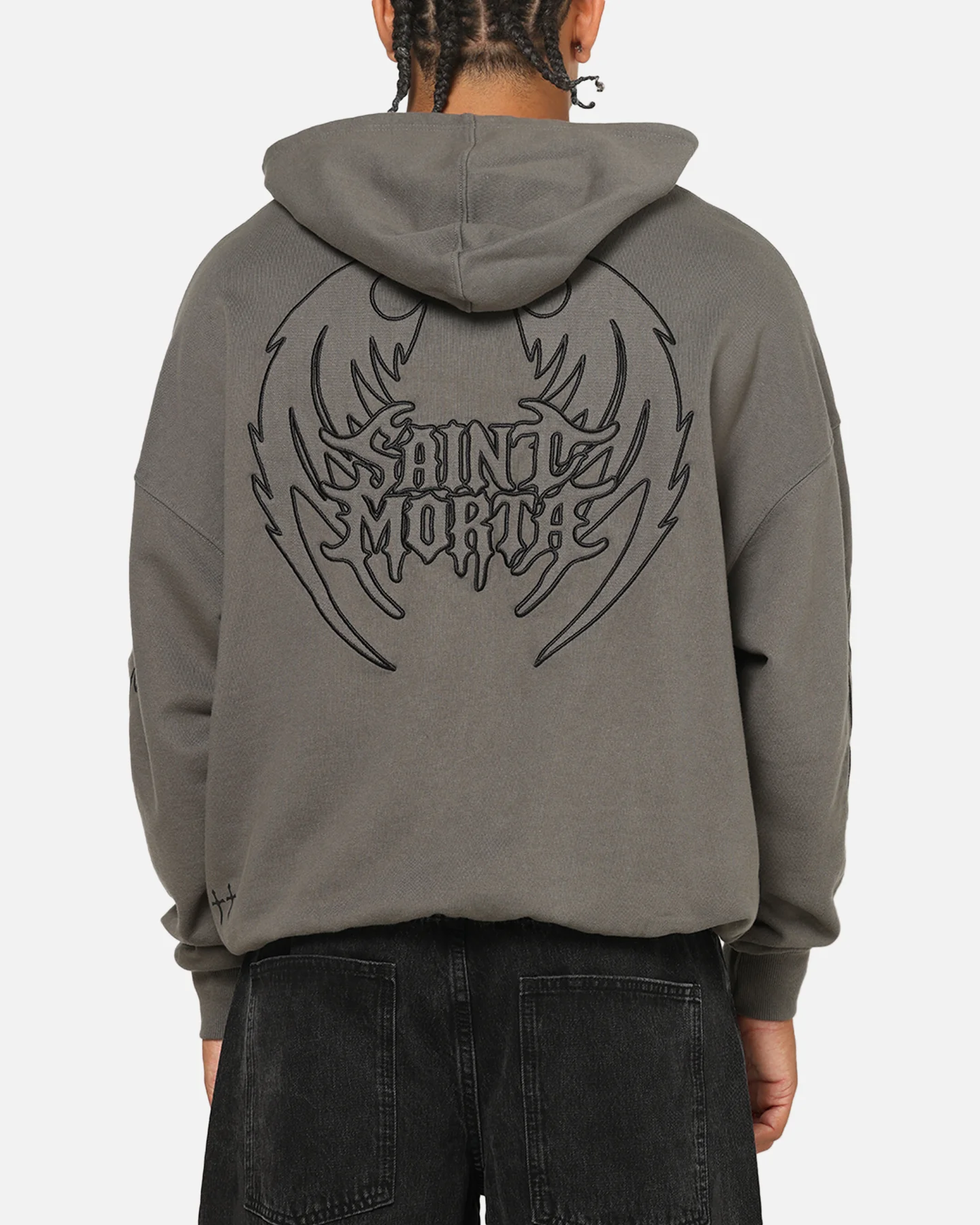 Saint Morta Crested Wing Hoodie Washed Charcoal - Image 2