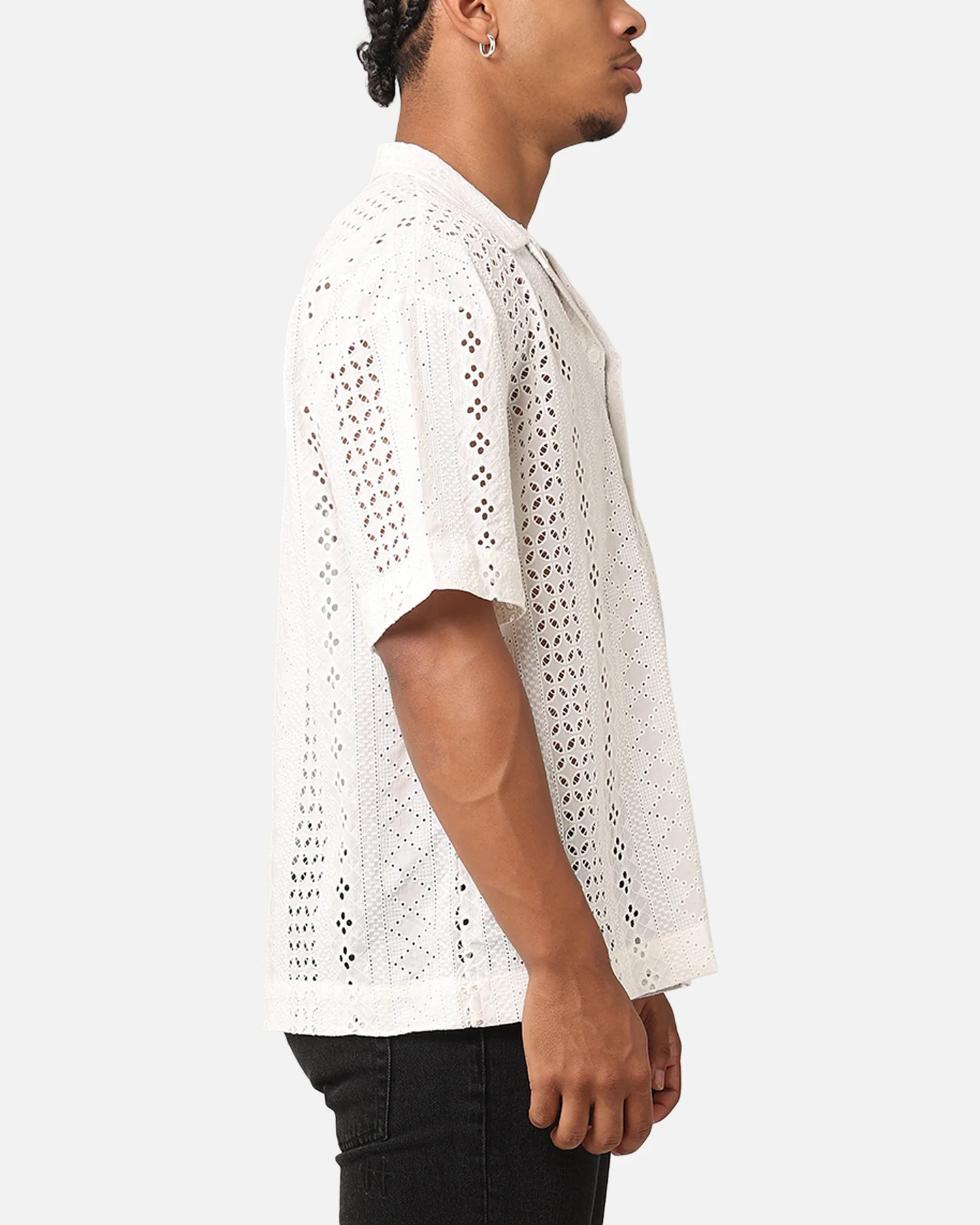 Saint Morta Crochet Button Up Shirt Off White - Image 4