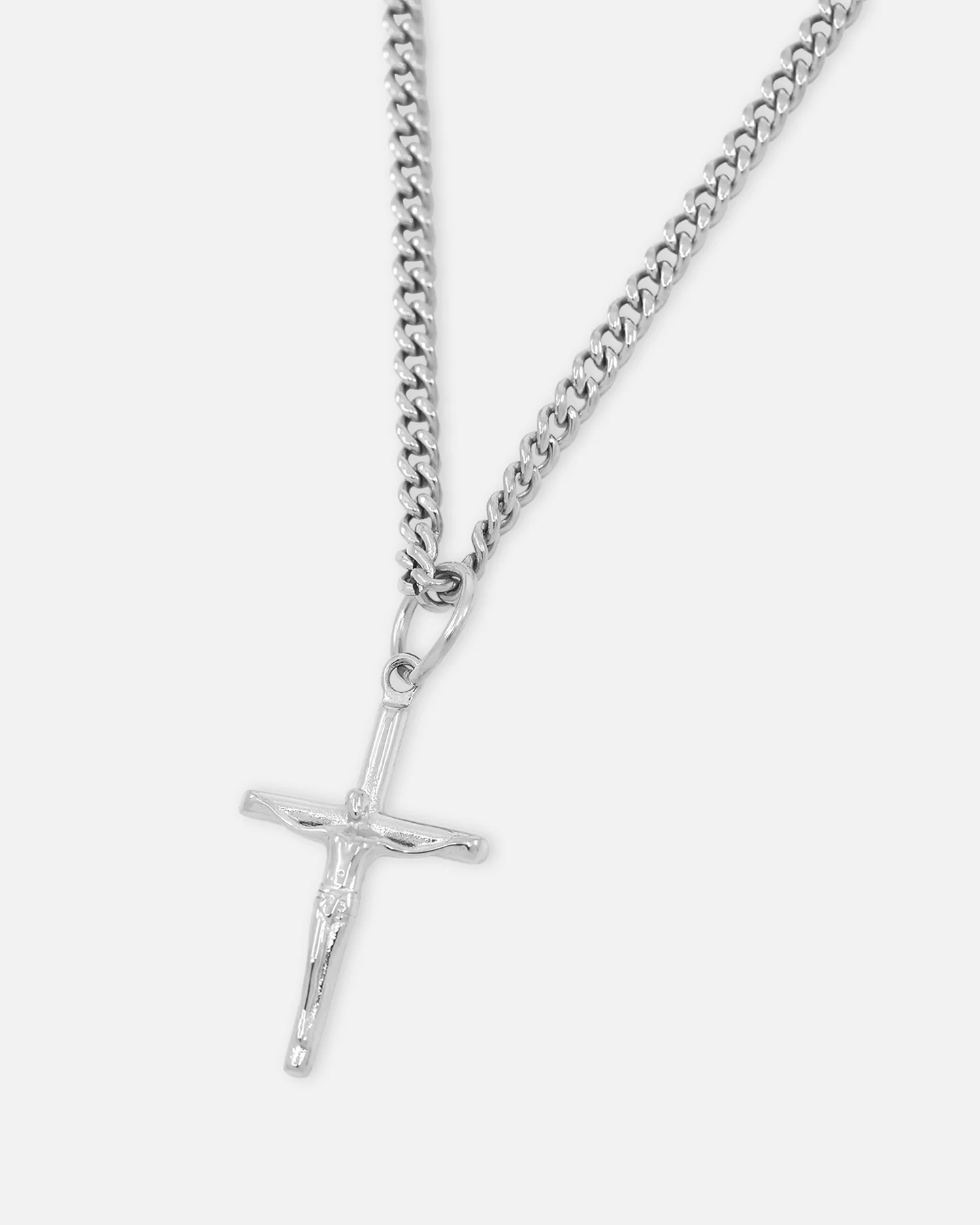 Saint Morta Crucifix Cuban Necklace White Gold - Image 4