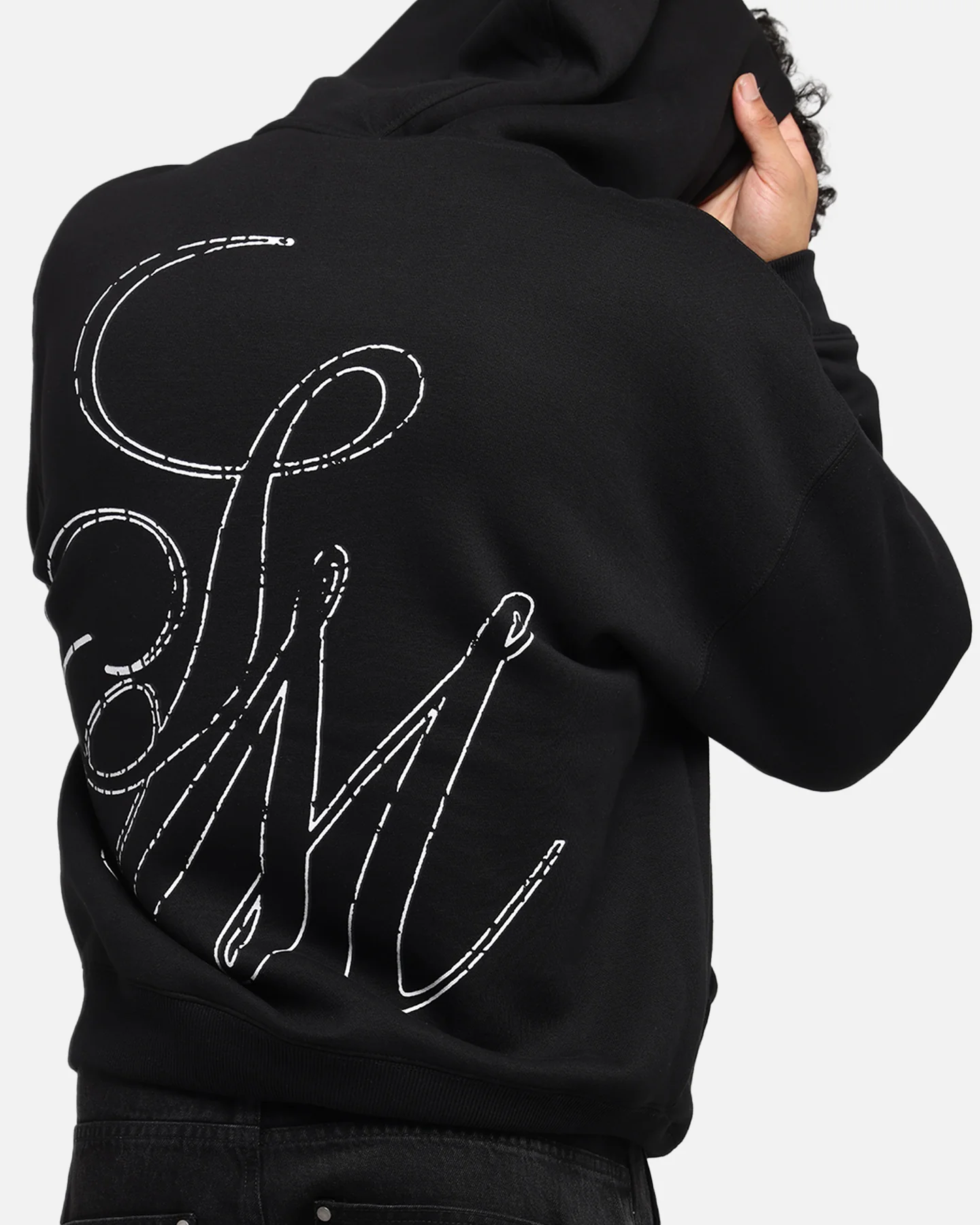 Saint Morta Cursive Boxy Hoodie Black - Image 8