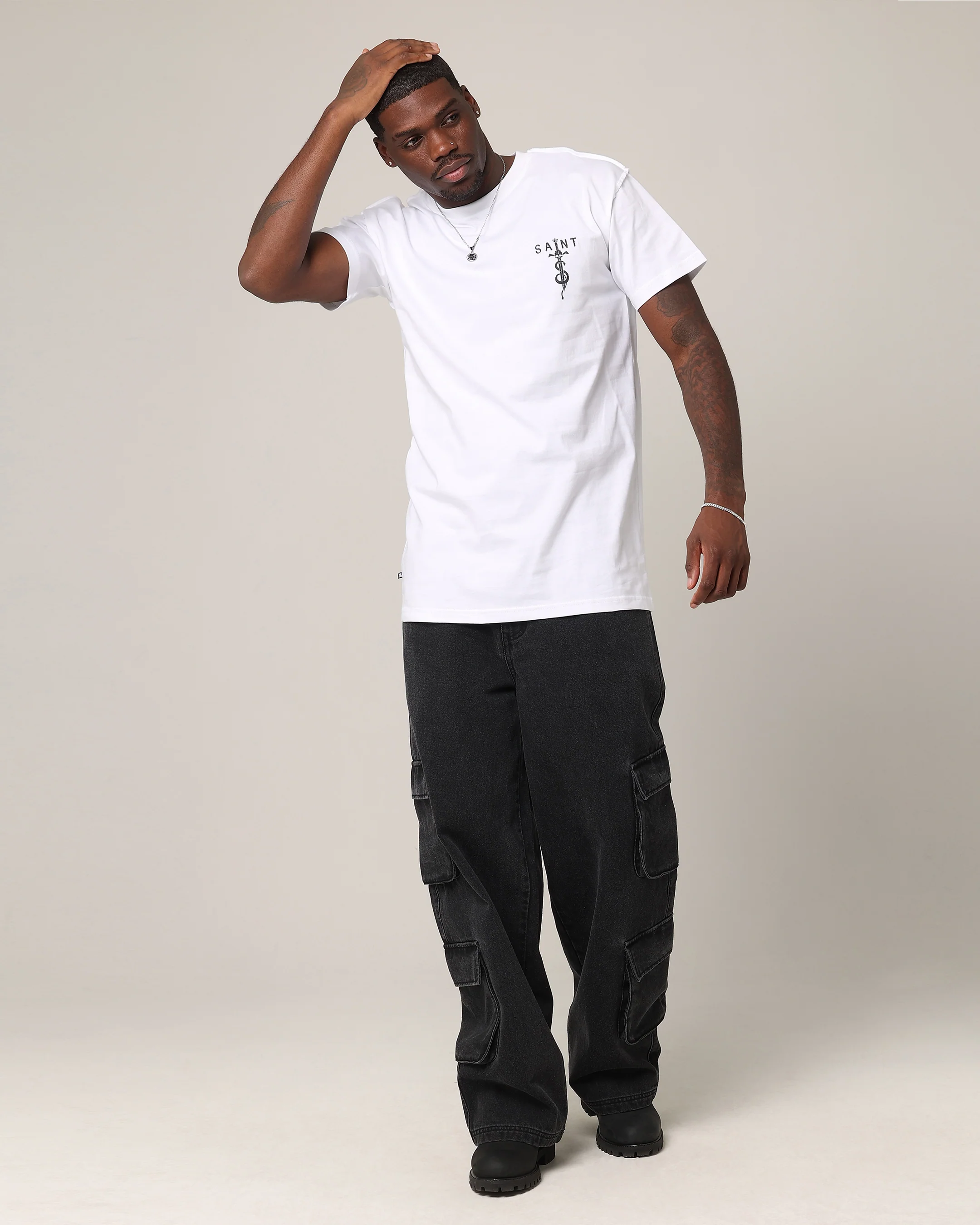 Saint Morta Daggers Lafayette T-Shirt White/Black - Image 4