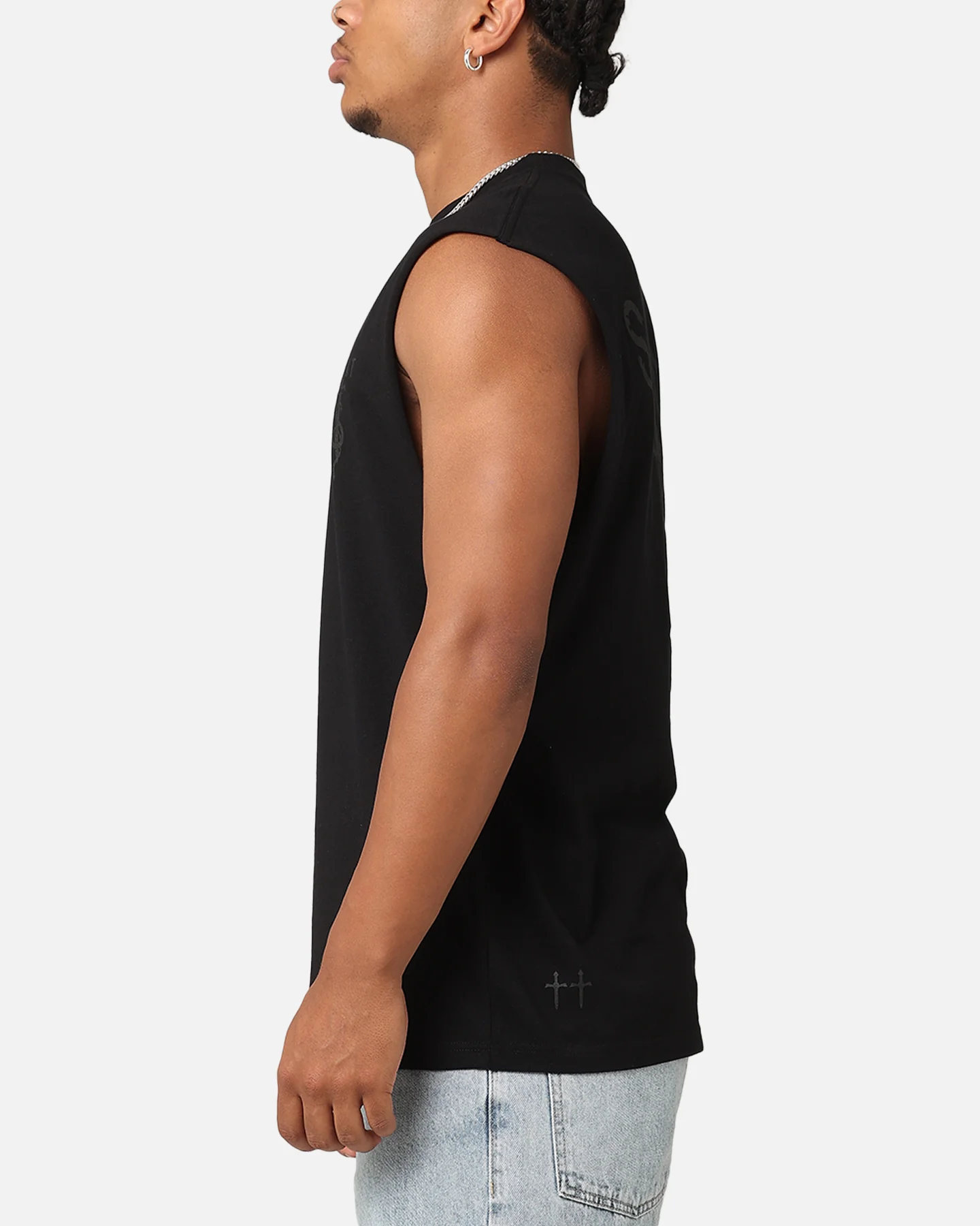 Saint Morta Daggers Oversized Muscle T-Shirt Black/Black - Image 6