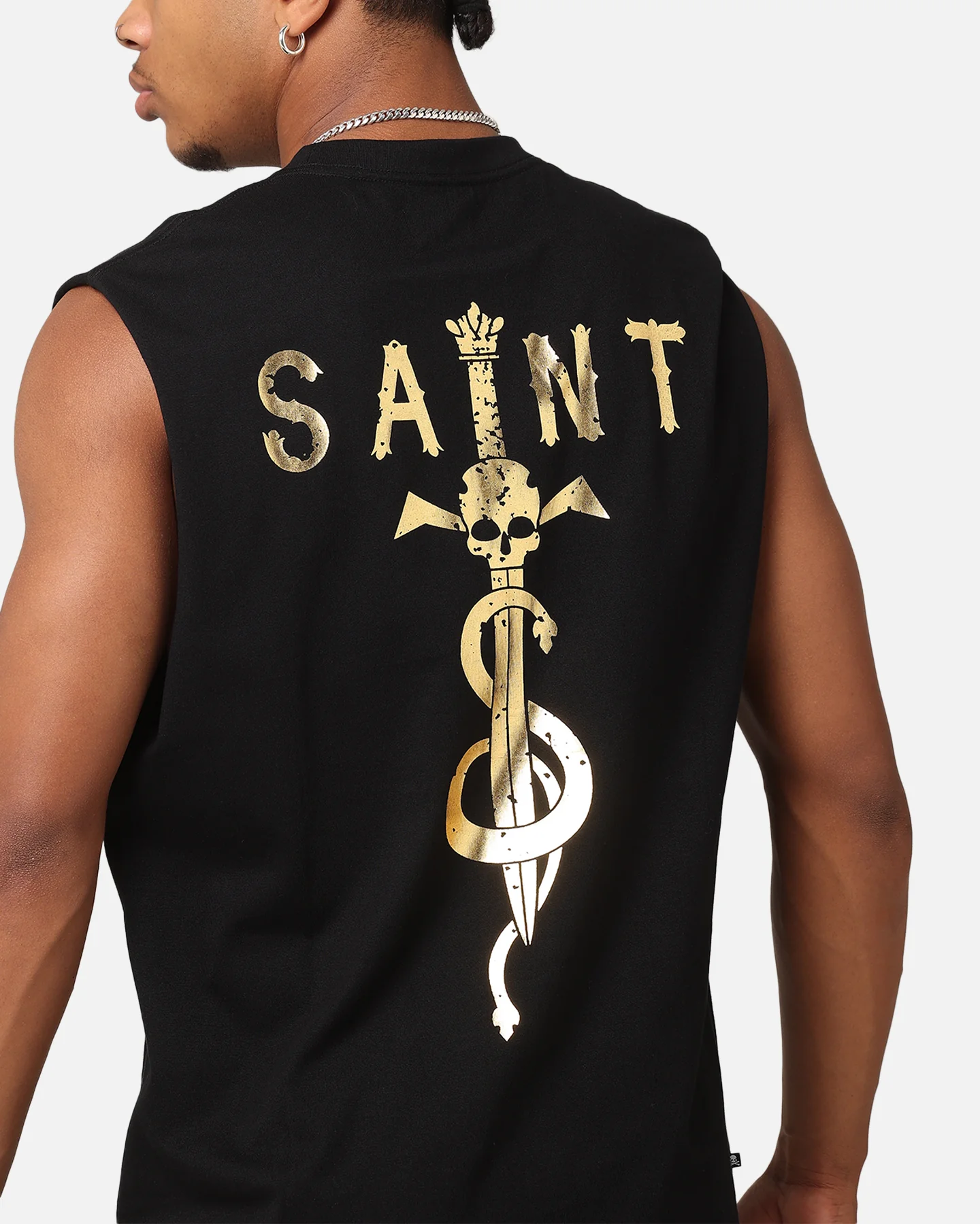 Saint Morta Daggers Oversized Muscle T-Shirt Black/Gold - Image 7