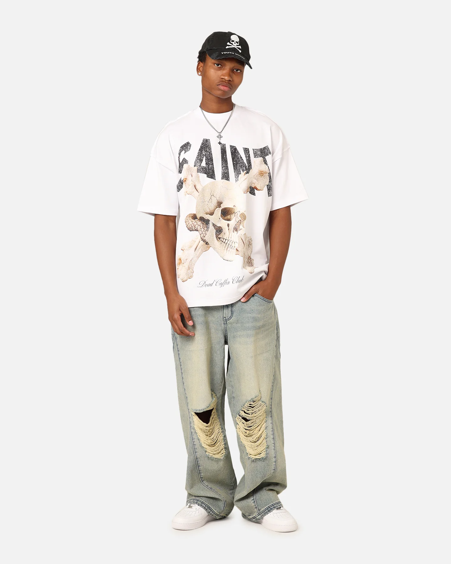 Saint Morta Dead Coffin Club Boxy T-Shirt White - Image 7
