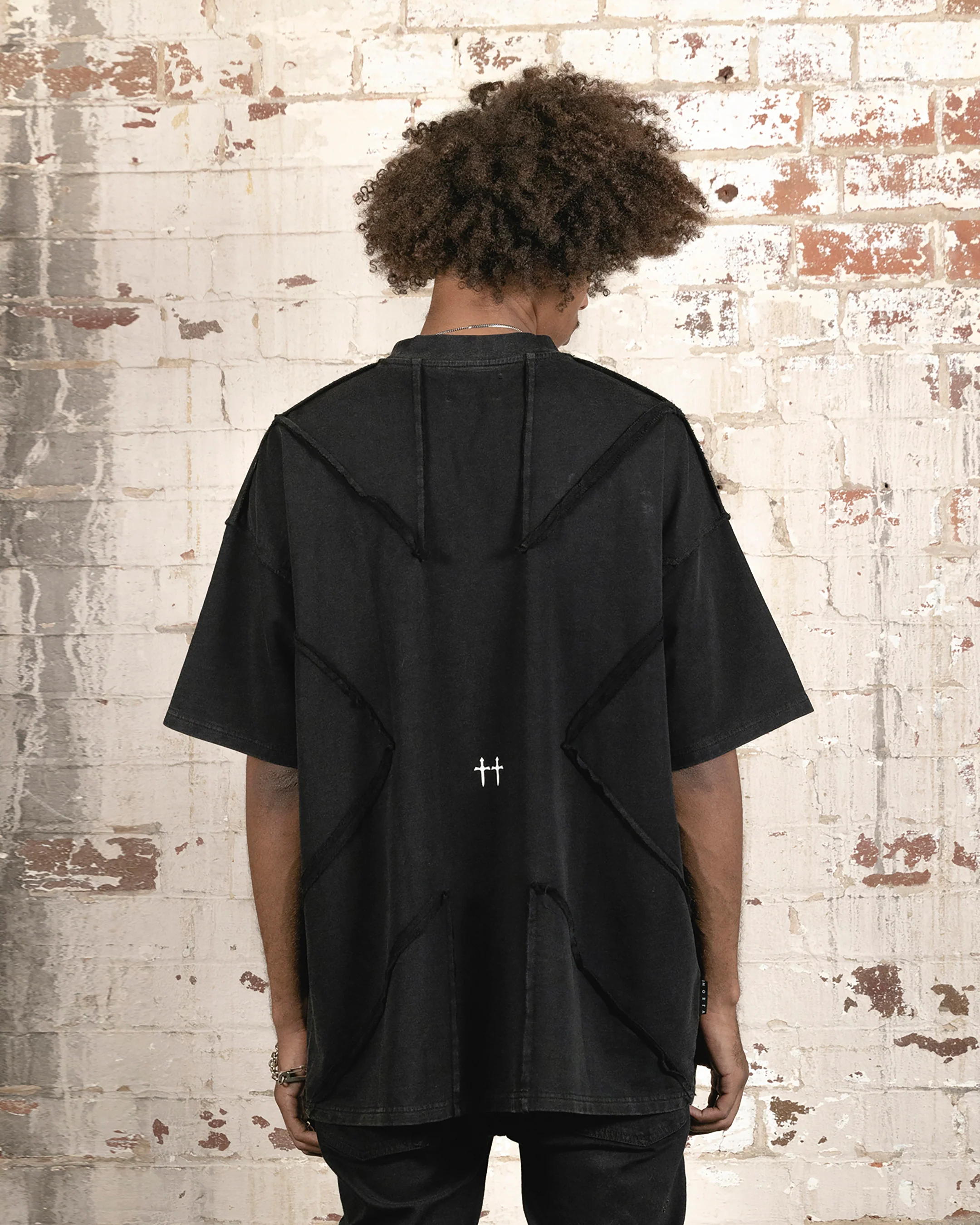 Saint Morta Deconstructed PSI Boxy Vintage T-Shirt Vintage Black - Image 5