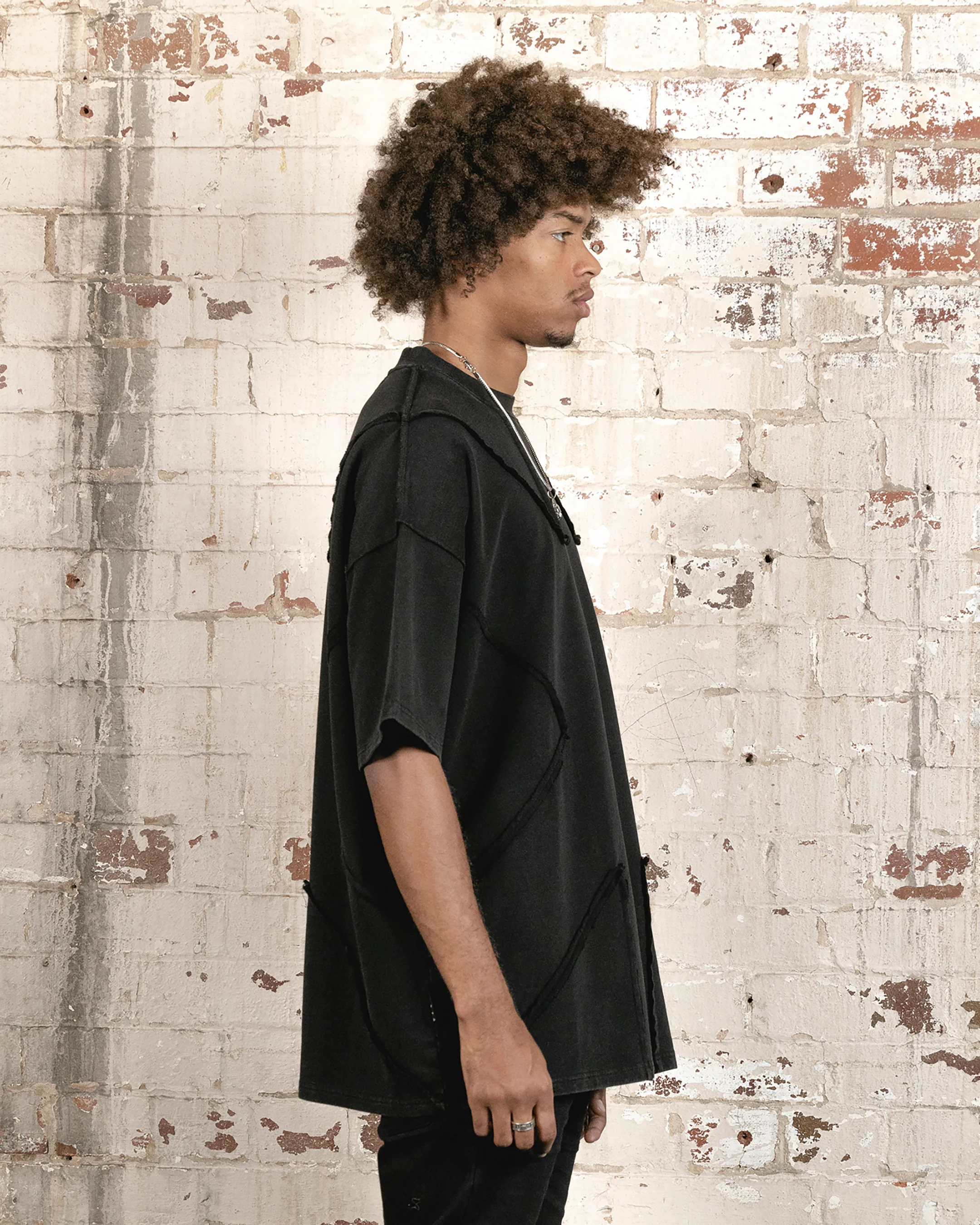 Saint Morta Deconstructed PSI Boxy Vintage T-Shirt Vintage Black - Image 6