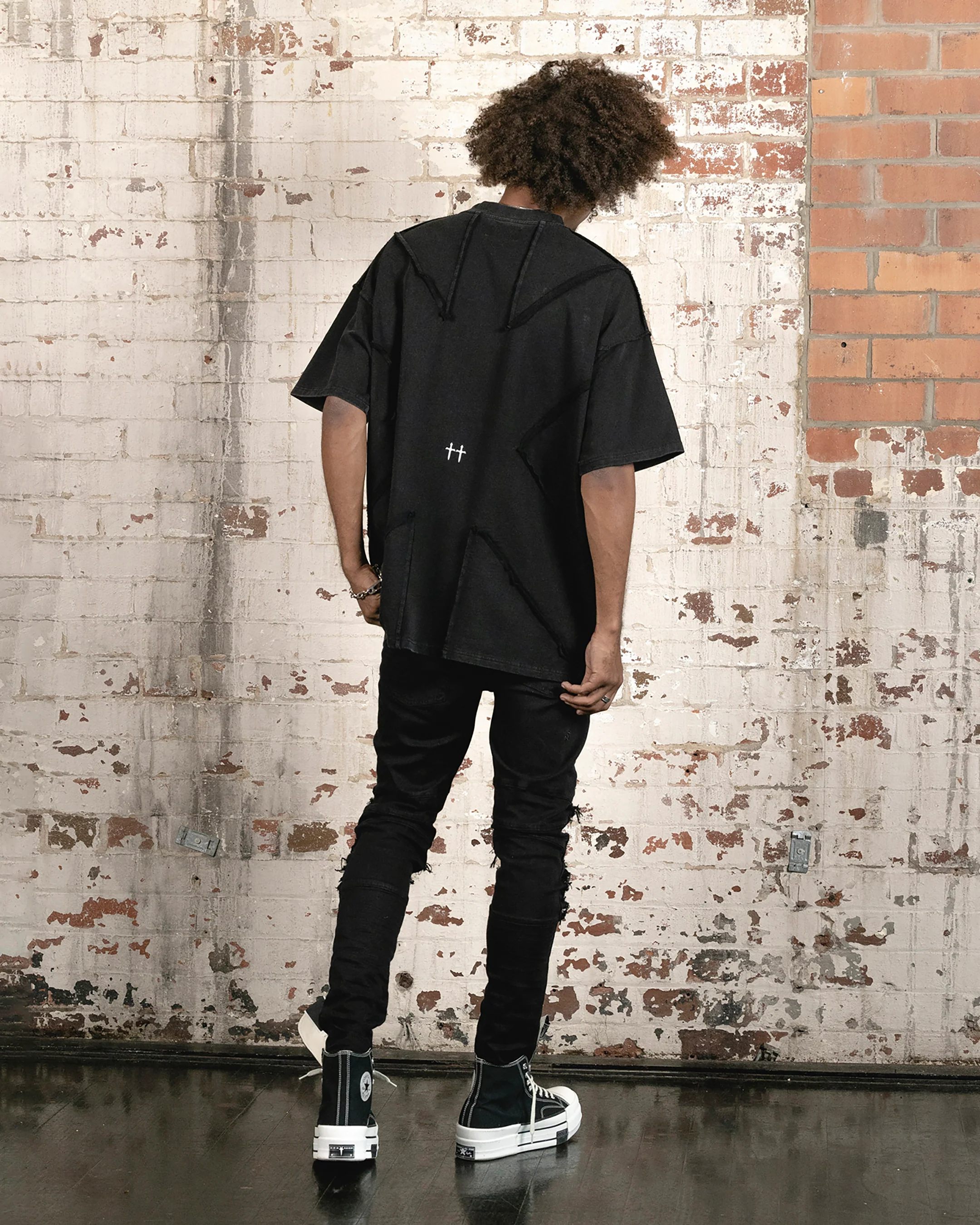 Saint Morta Deconstructed PSI Boxy Vintage T-Shirt Vintage Black - Image 8