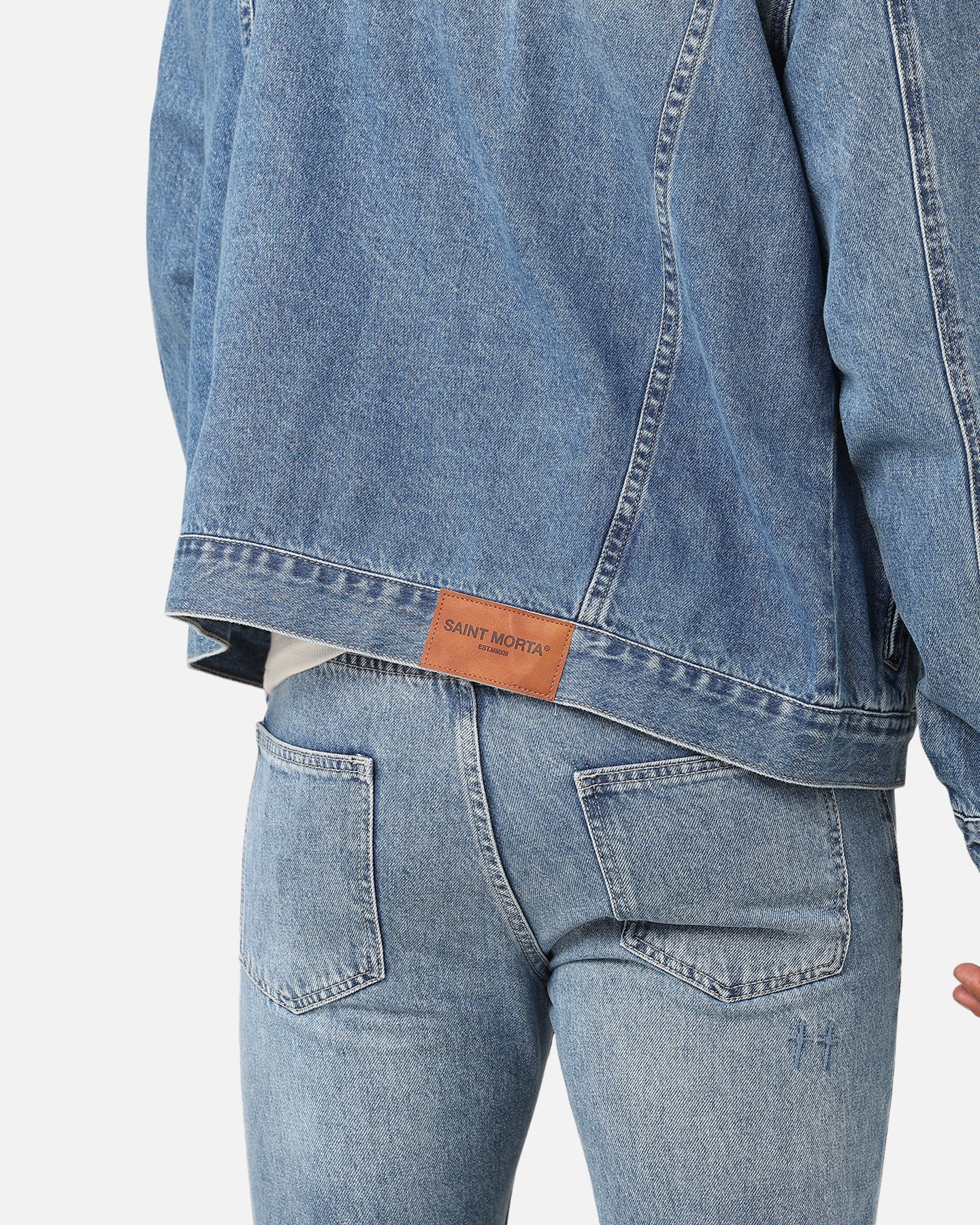 Saint Morta Denim Trucker Jacket Mid Blue Denim - Image 7
