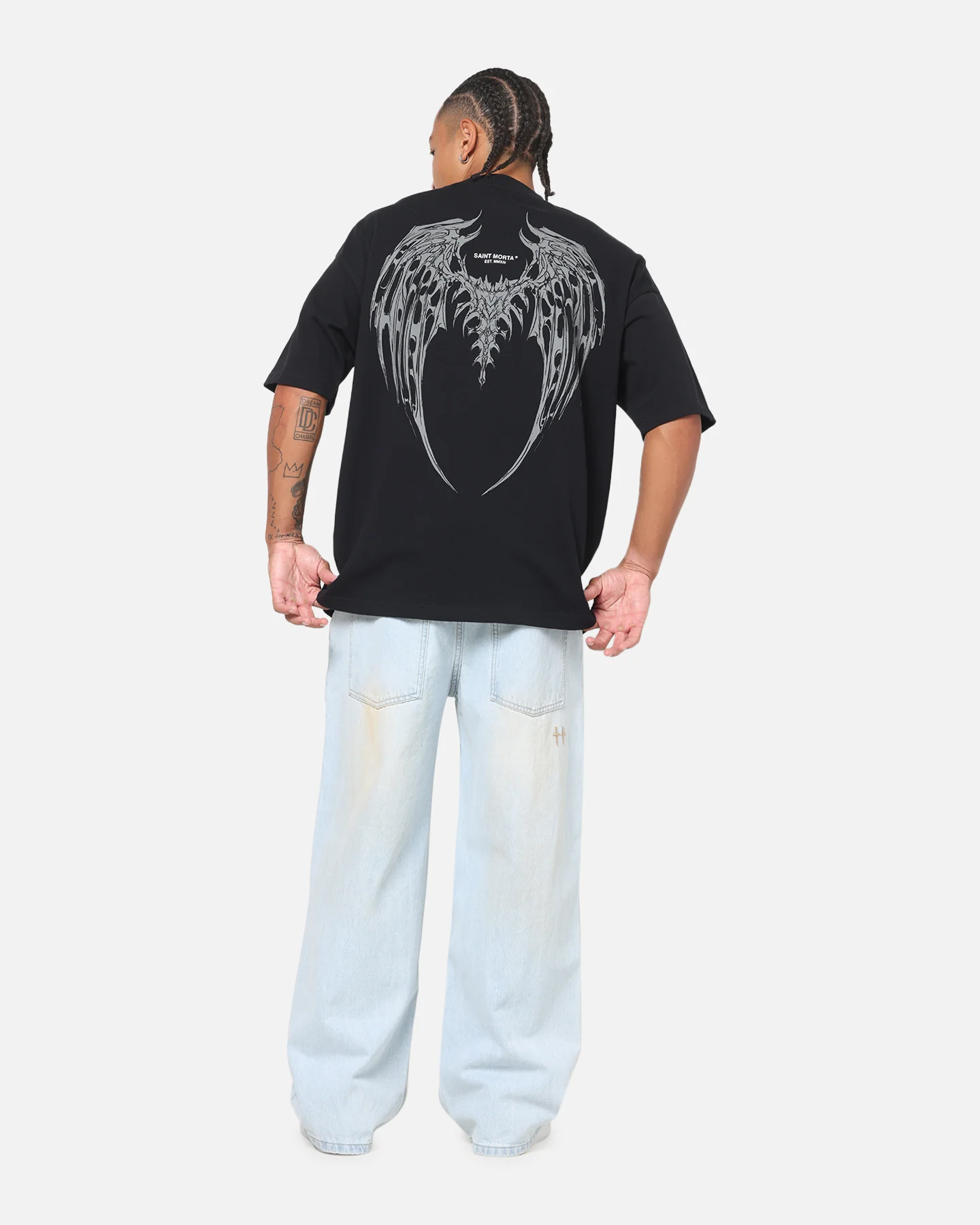 Saint Morta Departed Boxy T-Shirt Black/Grey - Image 3