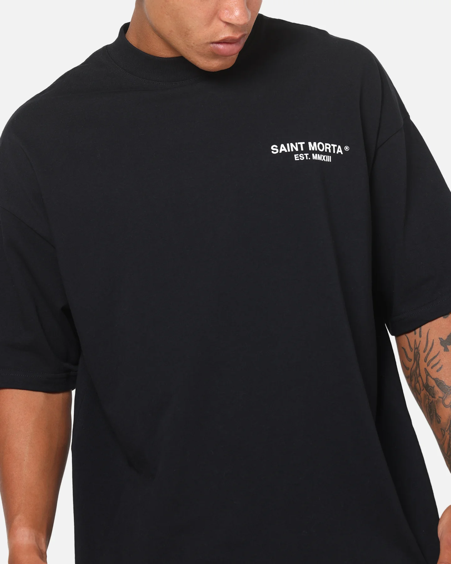 Saint Morta Departed Boxy T-Shirt Black/Grey - Image 8