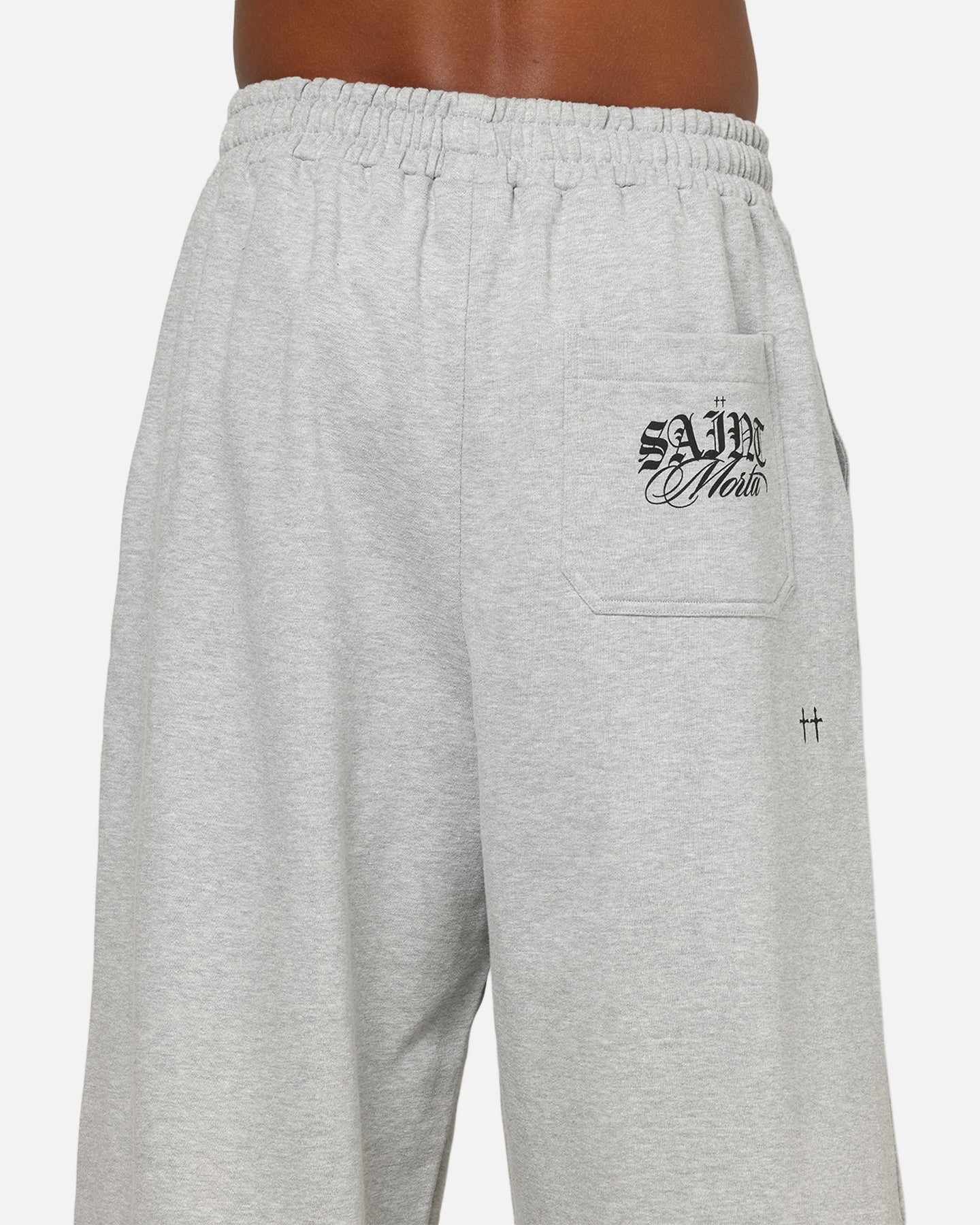 Saint Morta Distressed Baggy Sweatpants Grey Marle - Image 8
