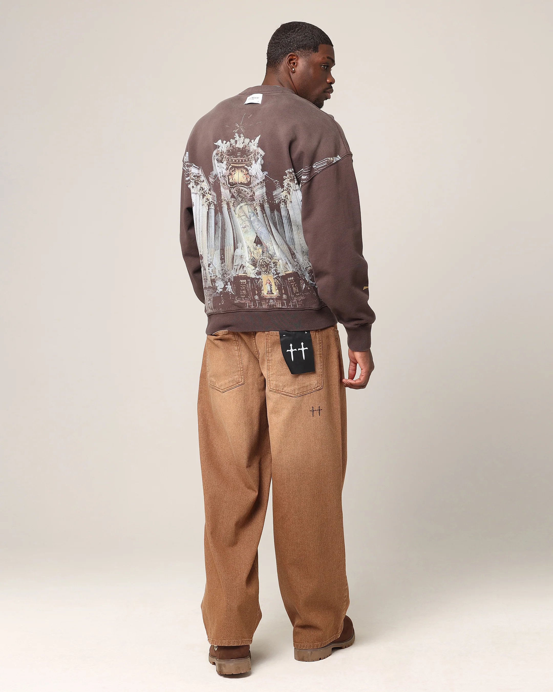 Saint Morta Divine Reverence Boxy Crewneck Brown - Image 3