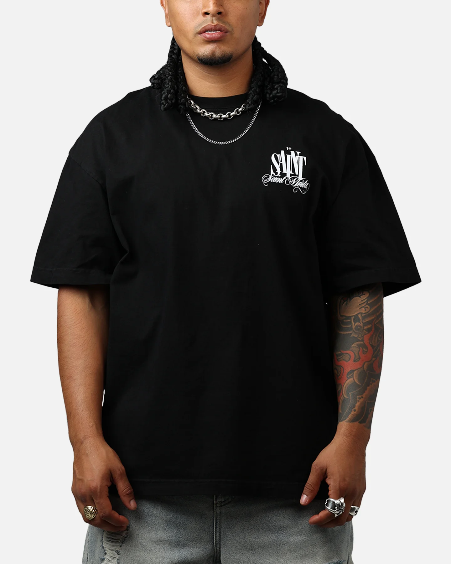 Saint Morta Dover Drop Shoulder T-Shirt Black - Image 2