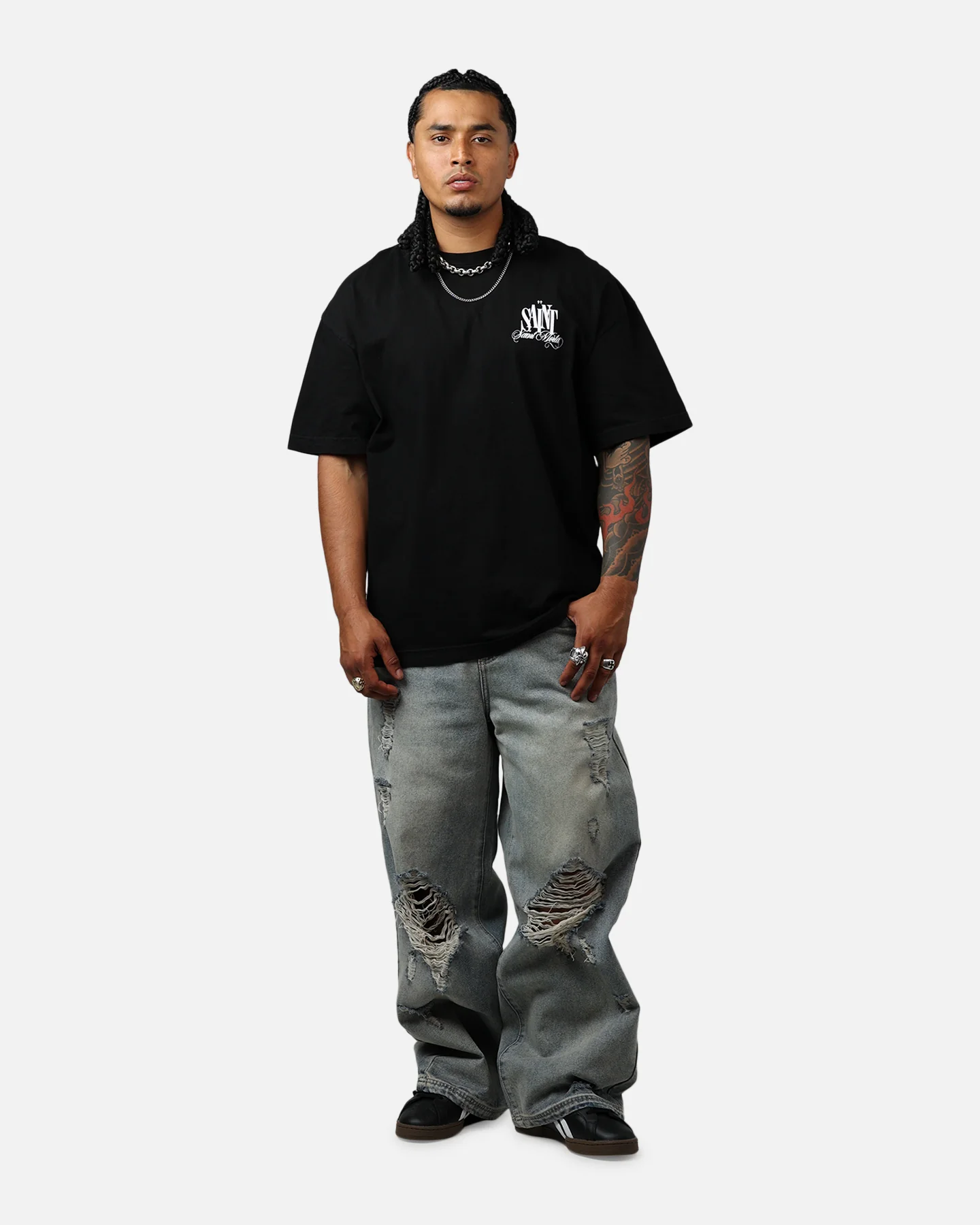 Saint Morta Dover Drop Shoulder T-Shirt Black - Image 3