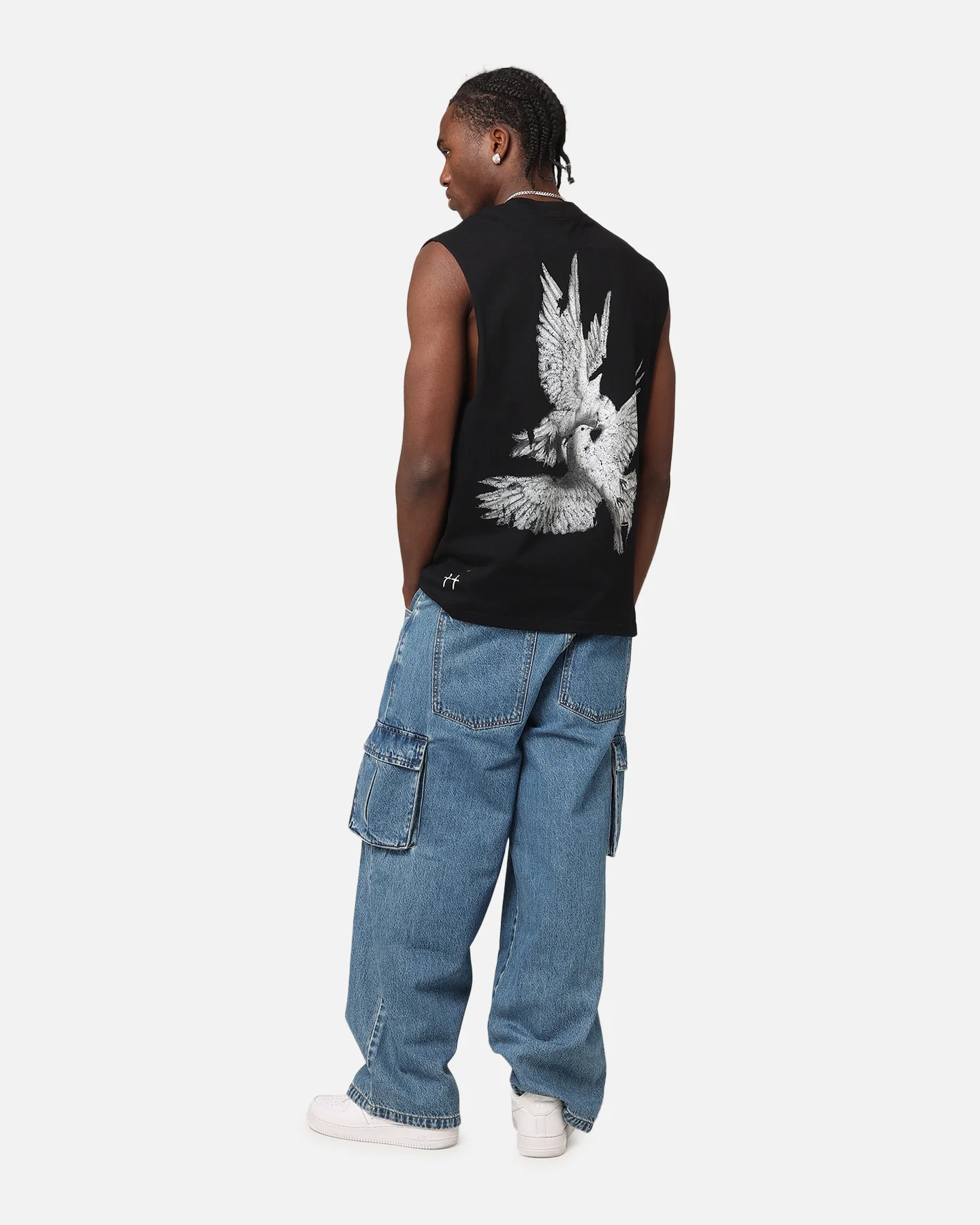 Saint Morta Doves Oversized Muscle T-Shirt Black - Image 3