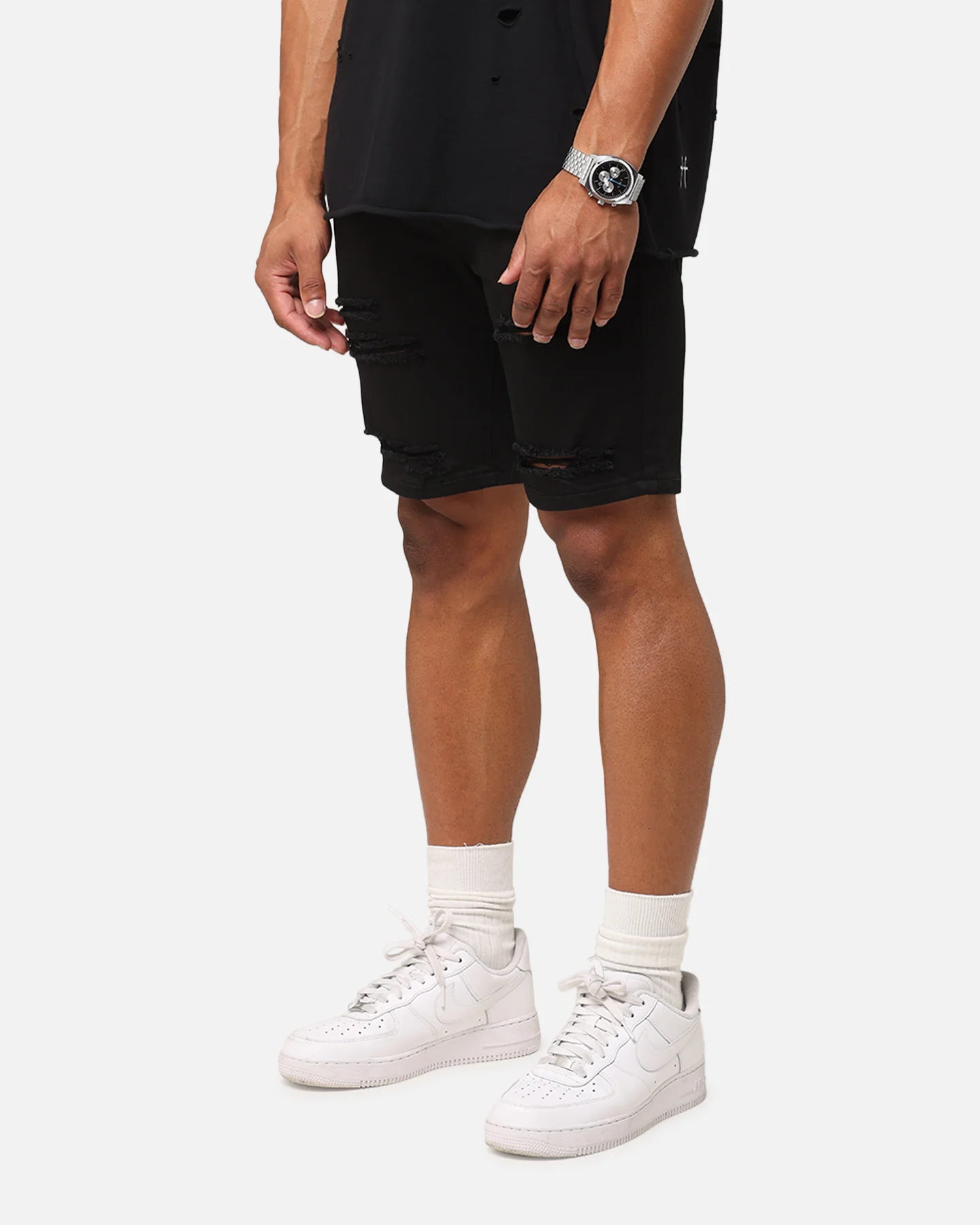 Saint Morta Dynasty Thrash V2 Denim Shorts Jet Black - Image 6