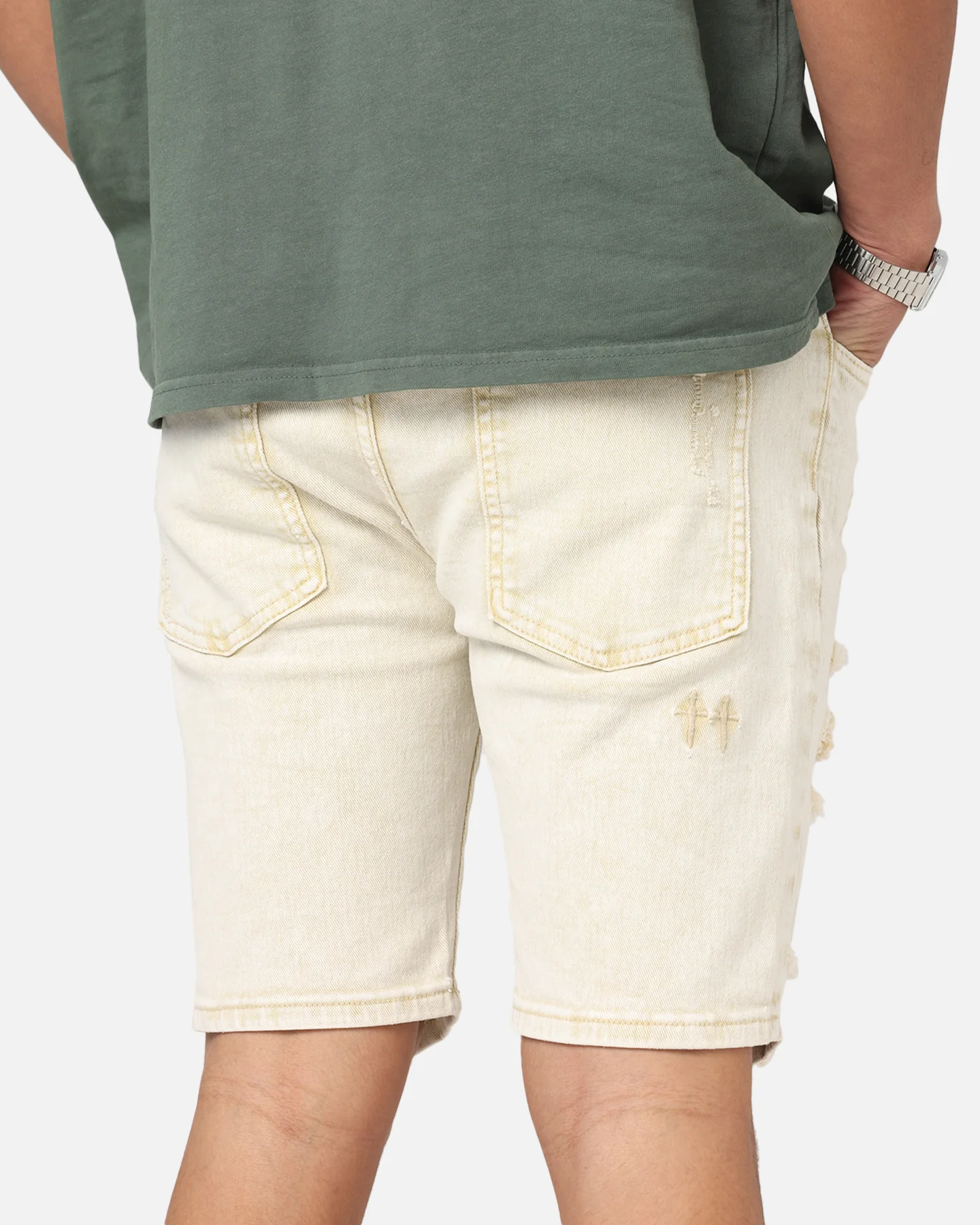 Saint Morta Dynasty V2 Denim Shorts Dirty Blonde - Image 4