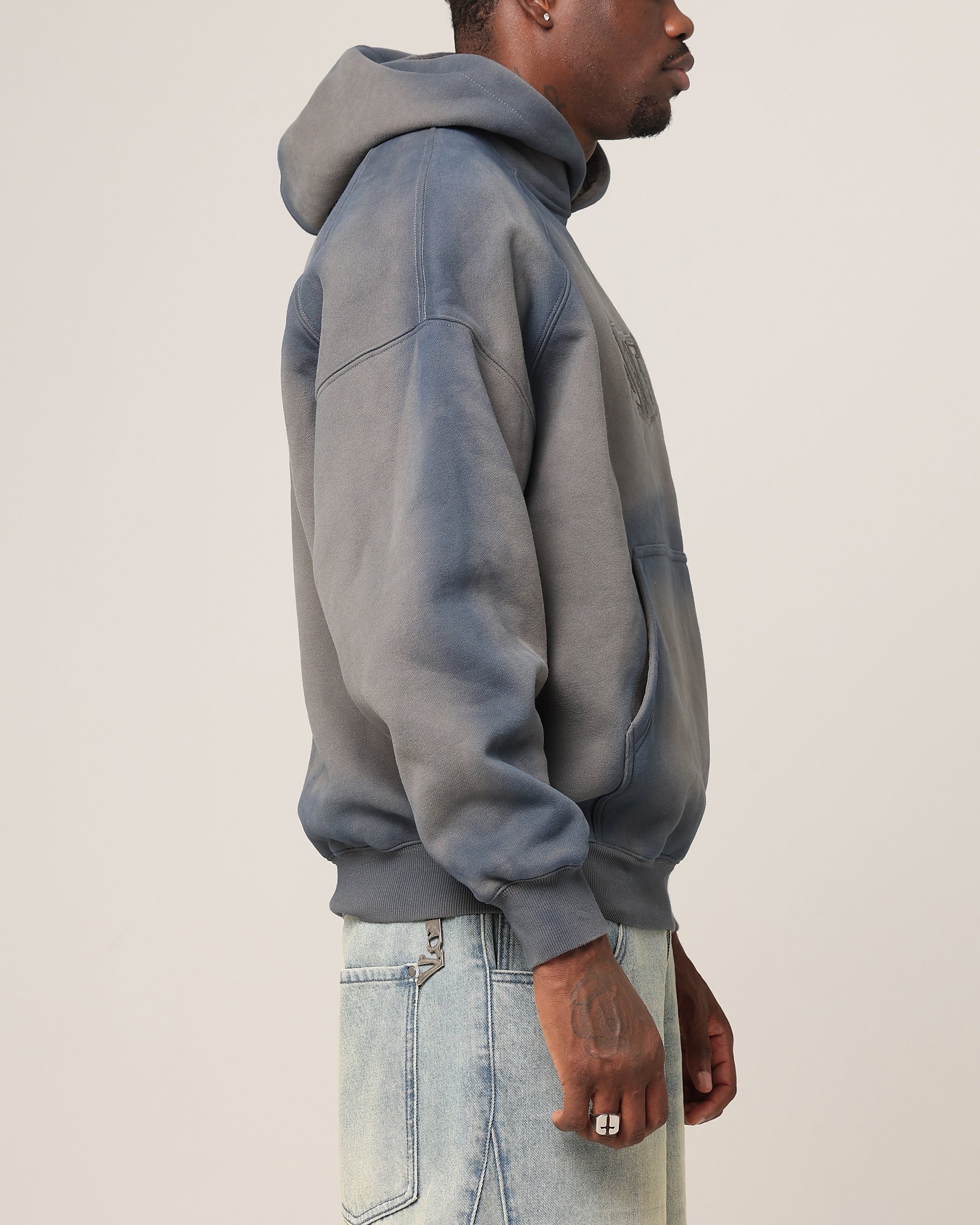Saint Morta Faded Motor Hoodie Charcoal - Image 4