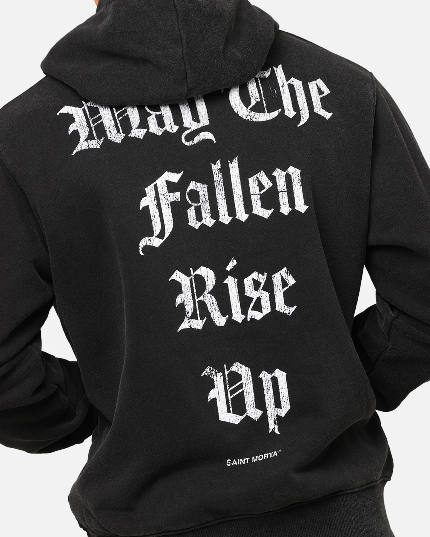 Saint Morta Fallen Rising Boxy Hoodie Vintage Black - Image 8