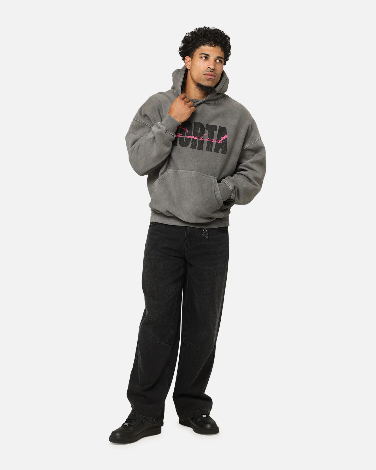 Saint Morta Flux Boxy Hoodie Washed Charcoal - Image 2