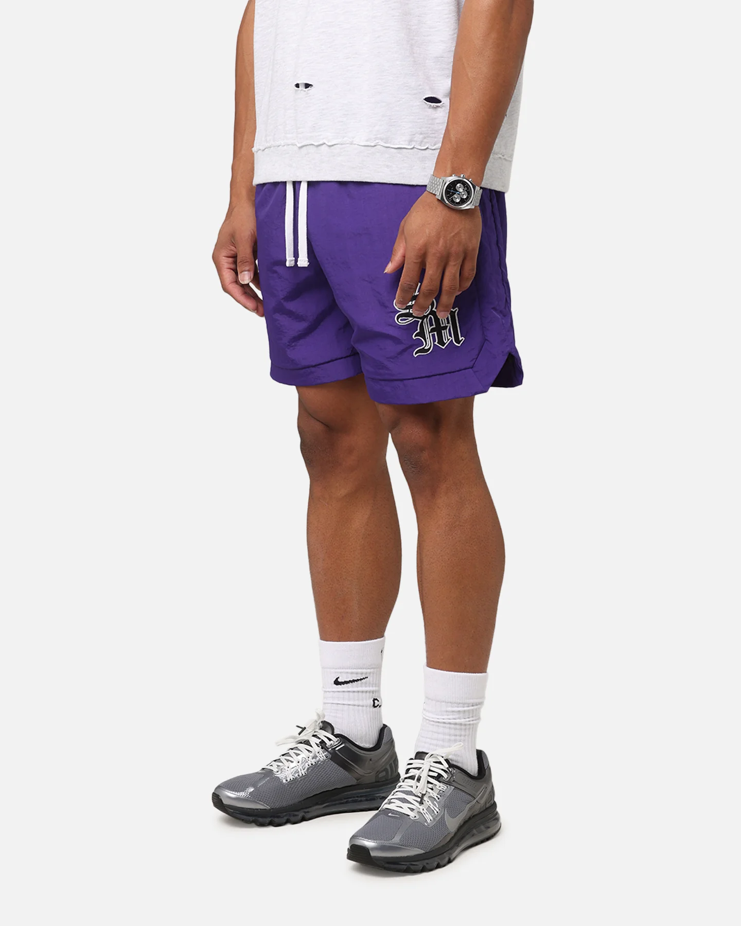 Saint Morta Gothic Monogram Nylon Shorts Purple - Image 3