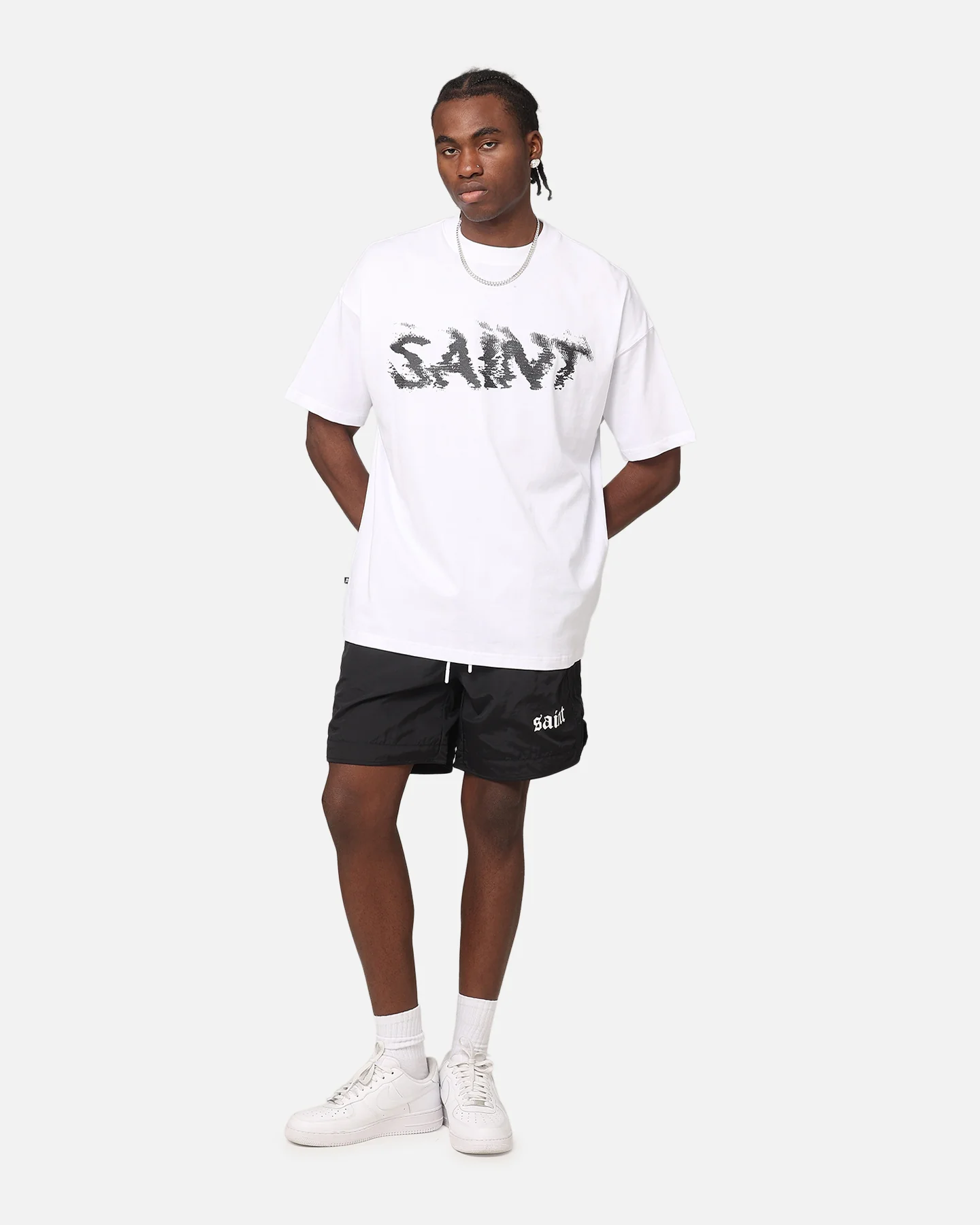 Saint Morta Gothic Nylon Shorts Black - Image 2